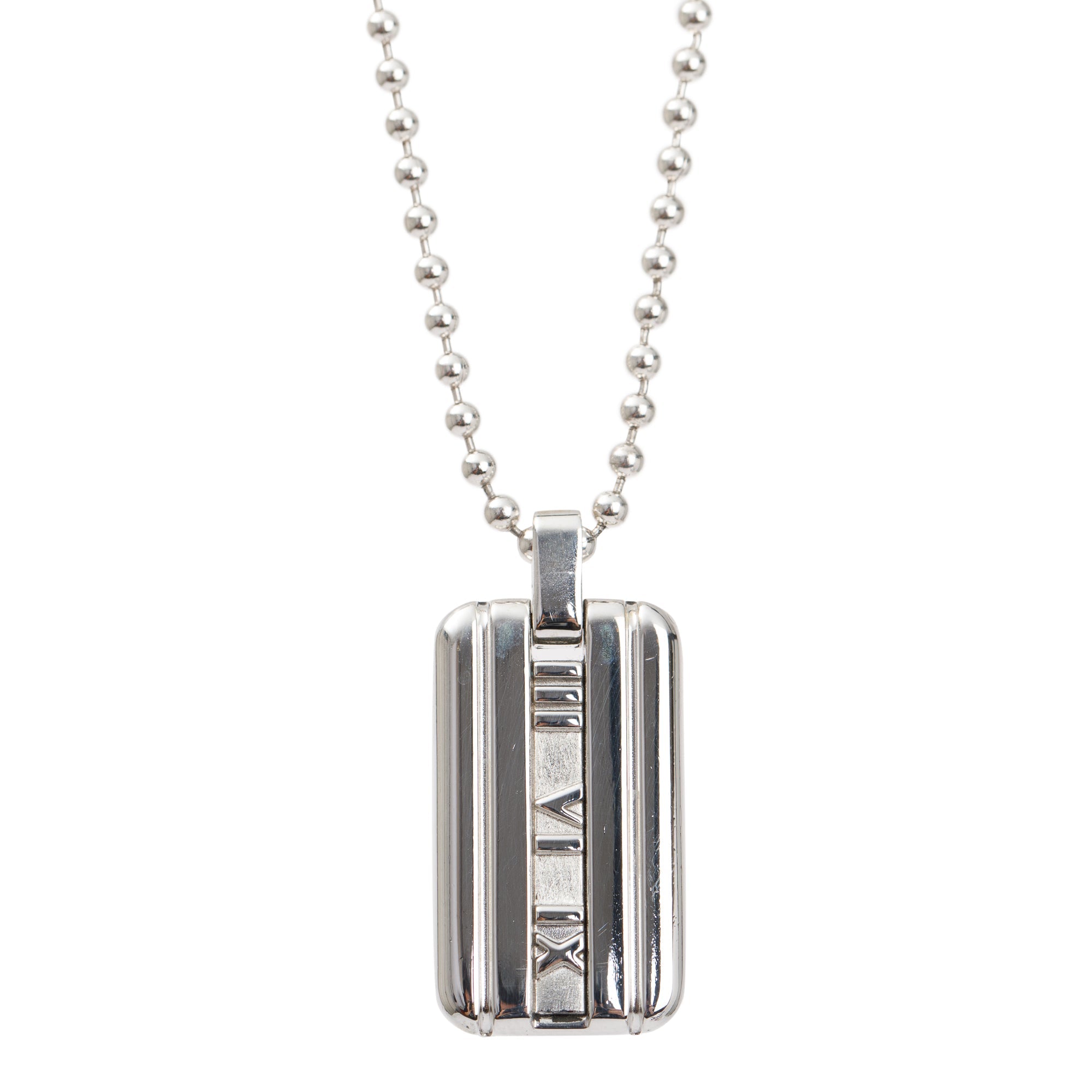 Tiffany & Co. Sterling Silver Vintage Atlas Dog Tag Pendant Necklace