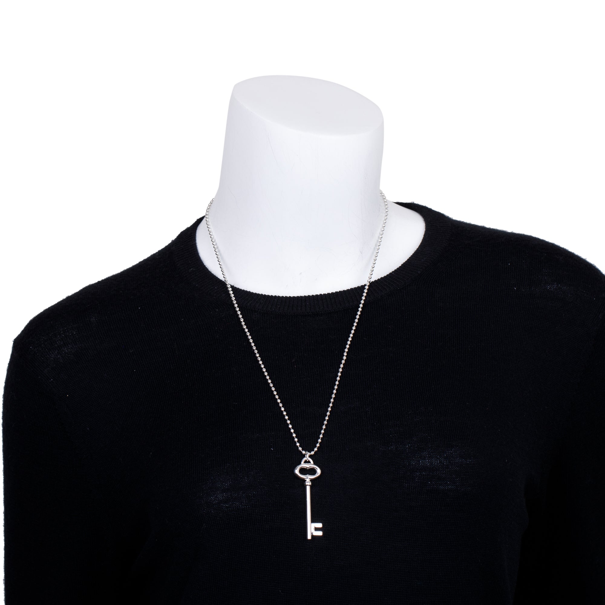 Tiffany & Co. Sterling Silver Vintage Oval Key Pendant Necklace