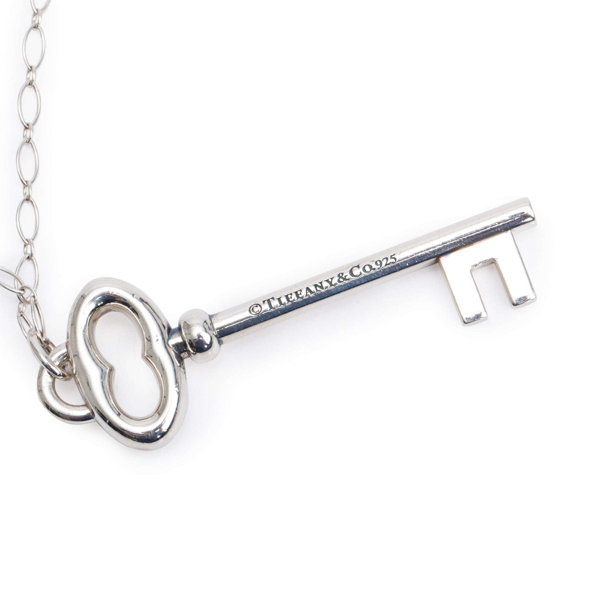 Tiffany & Co. Sterling Silver Vintage Oval Key Pendant Necklace