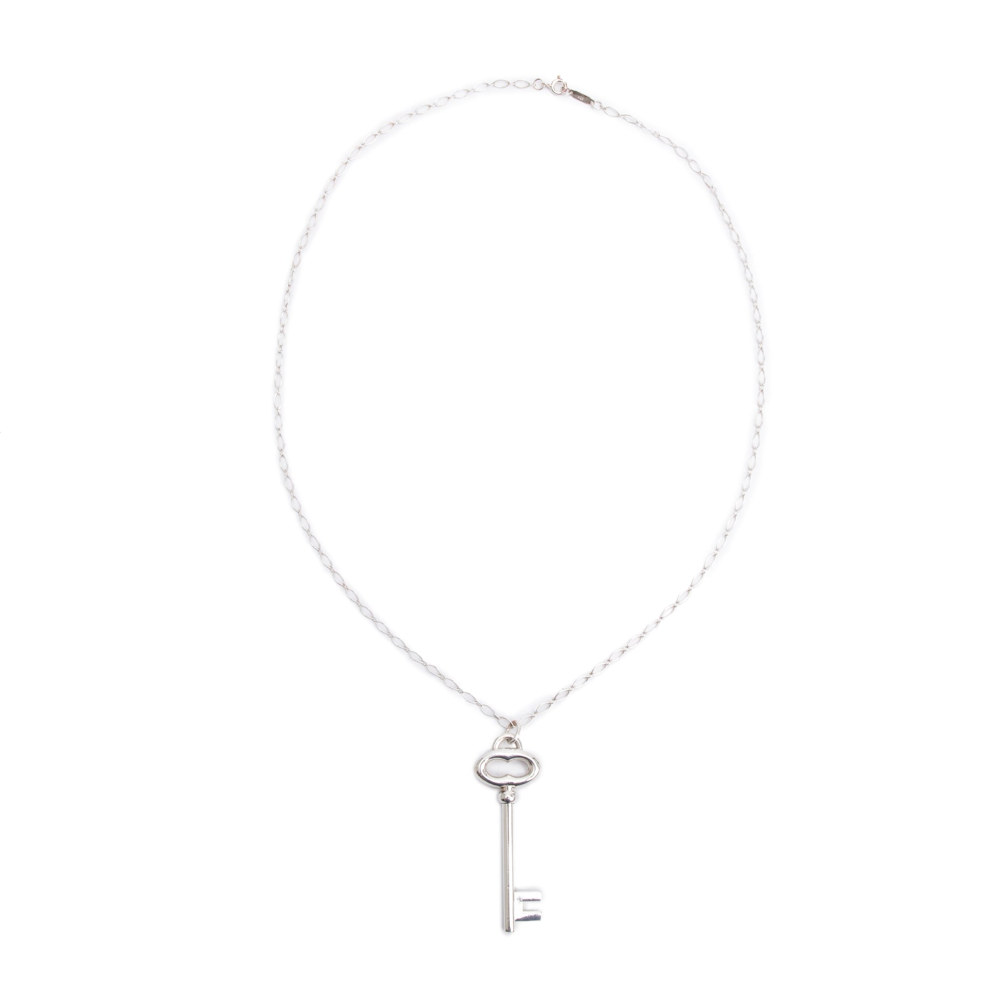 Tiffany & Co. Sterling Silver Vintage Oval Key Pendant Necklace