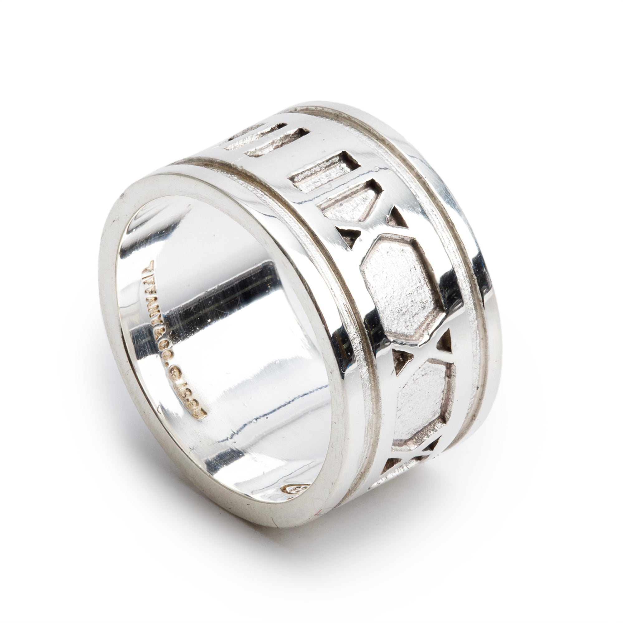 Tiffany & Co. Sterling Silver Vintage Wide Atlas Band Ring, Size