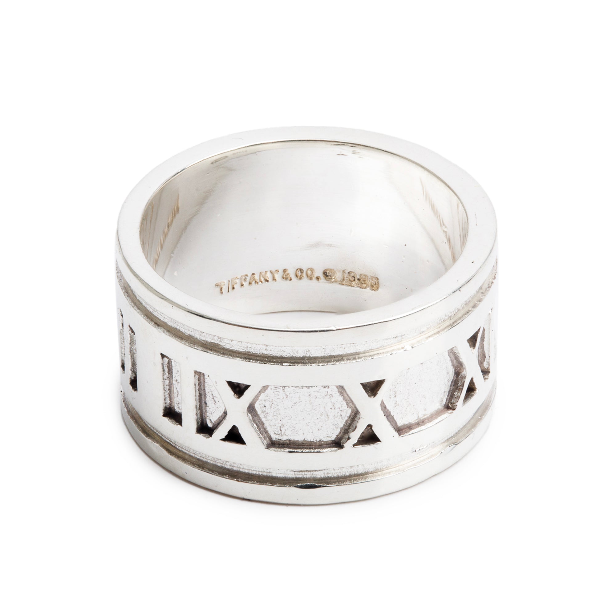 Tiffany & Co. Sterling Silver Vintage Wide Atlas Band Ring, Size