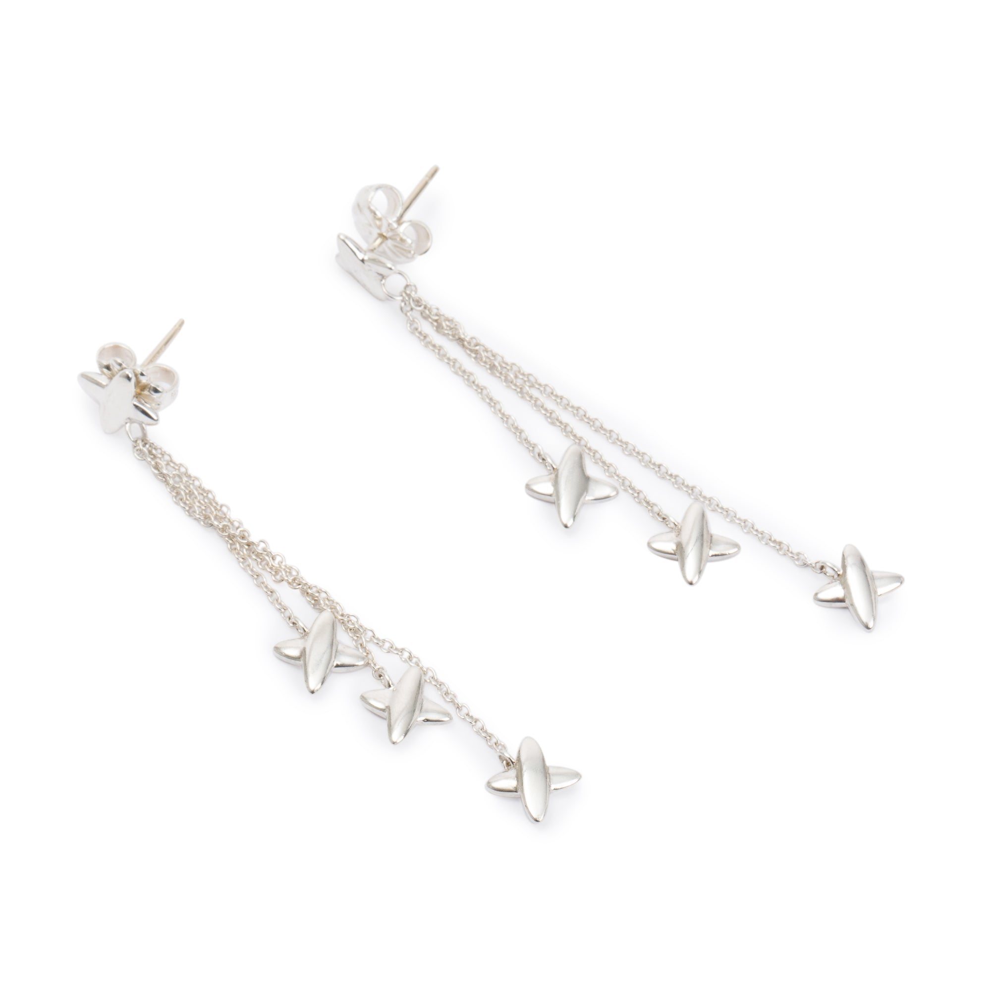 Tiffany & Co. Sterling Silver 'X' Dangle Drop Earrings