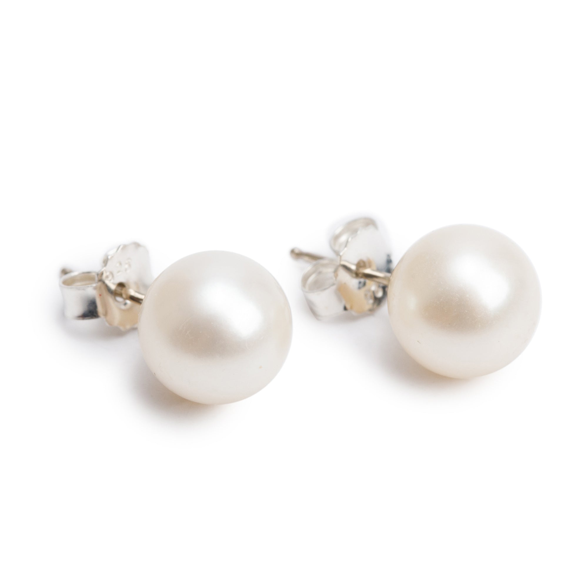 Tiffany & Co. Sterling Silver Ziegfeld Collection 9 MM Pearl Earrings