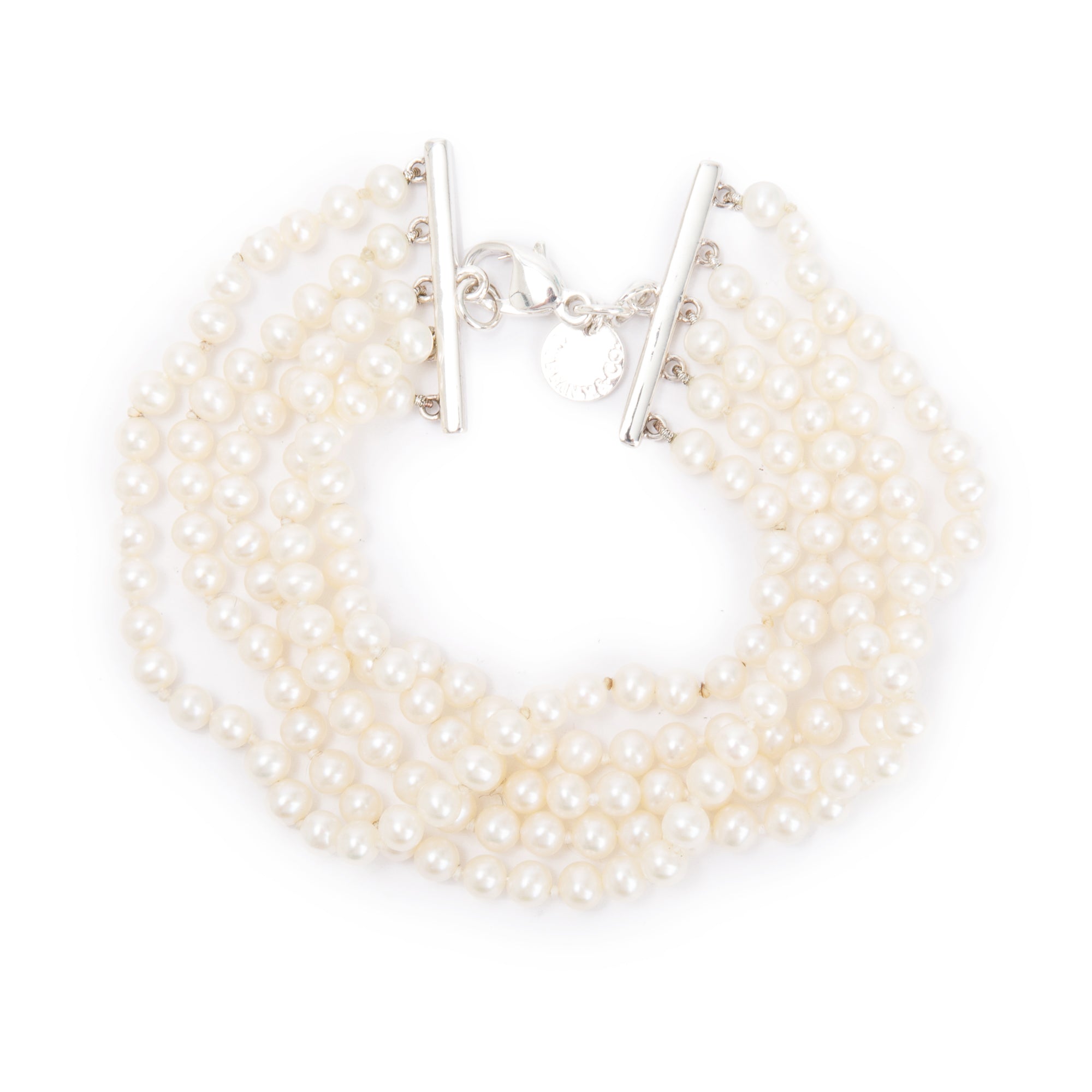 Tiffany & Co. Sterling Silver Ziegfeld Five-Strand Pearl Bracelet w/ Box