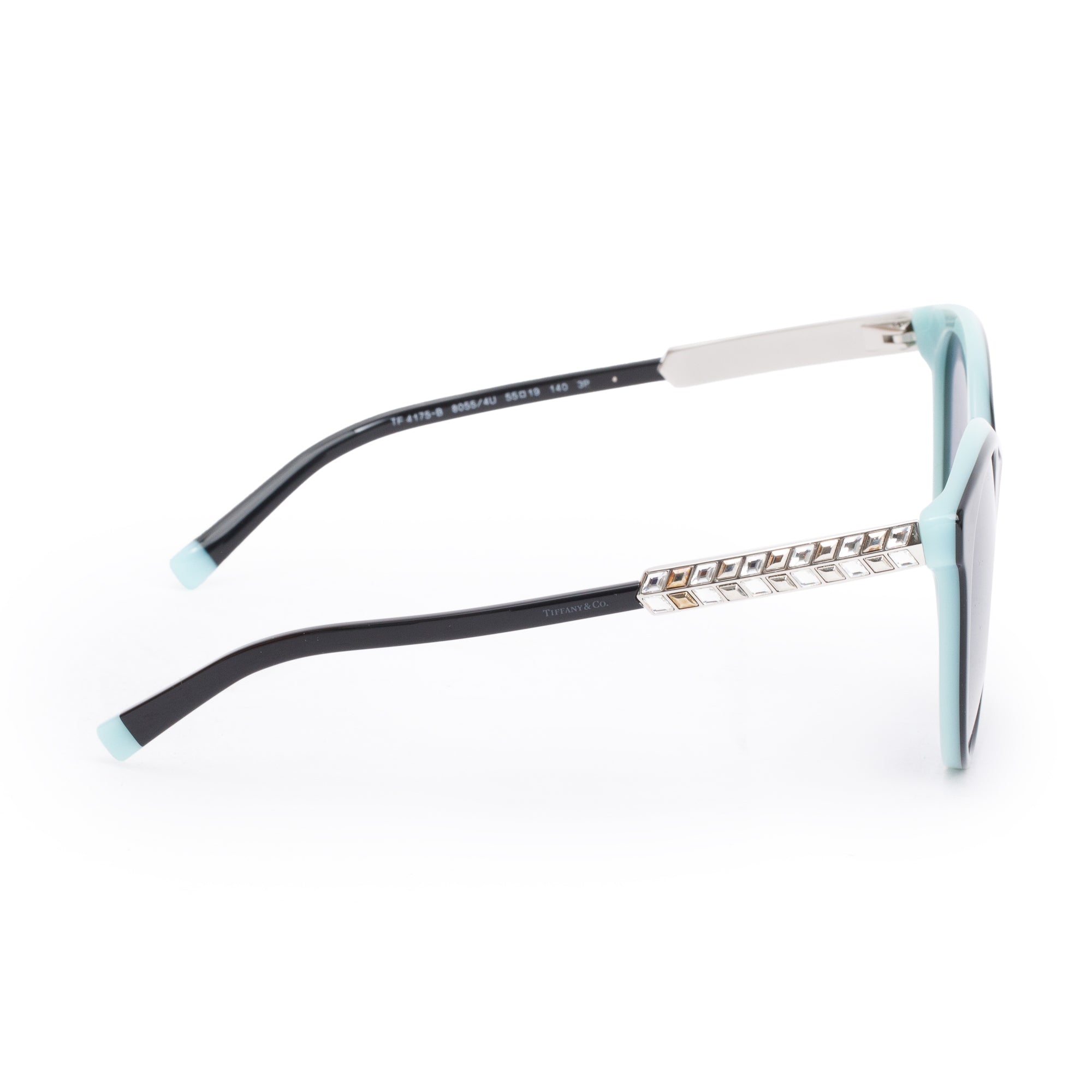 Tiffany & Co. TF 4175-B Black & Tiffany Blue Acetate Crystal Cat-Eye Sunglasses w/ Box & Case