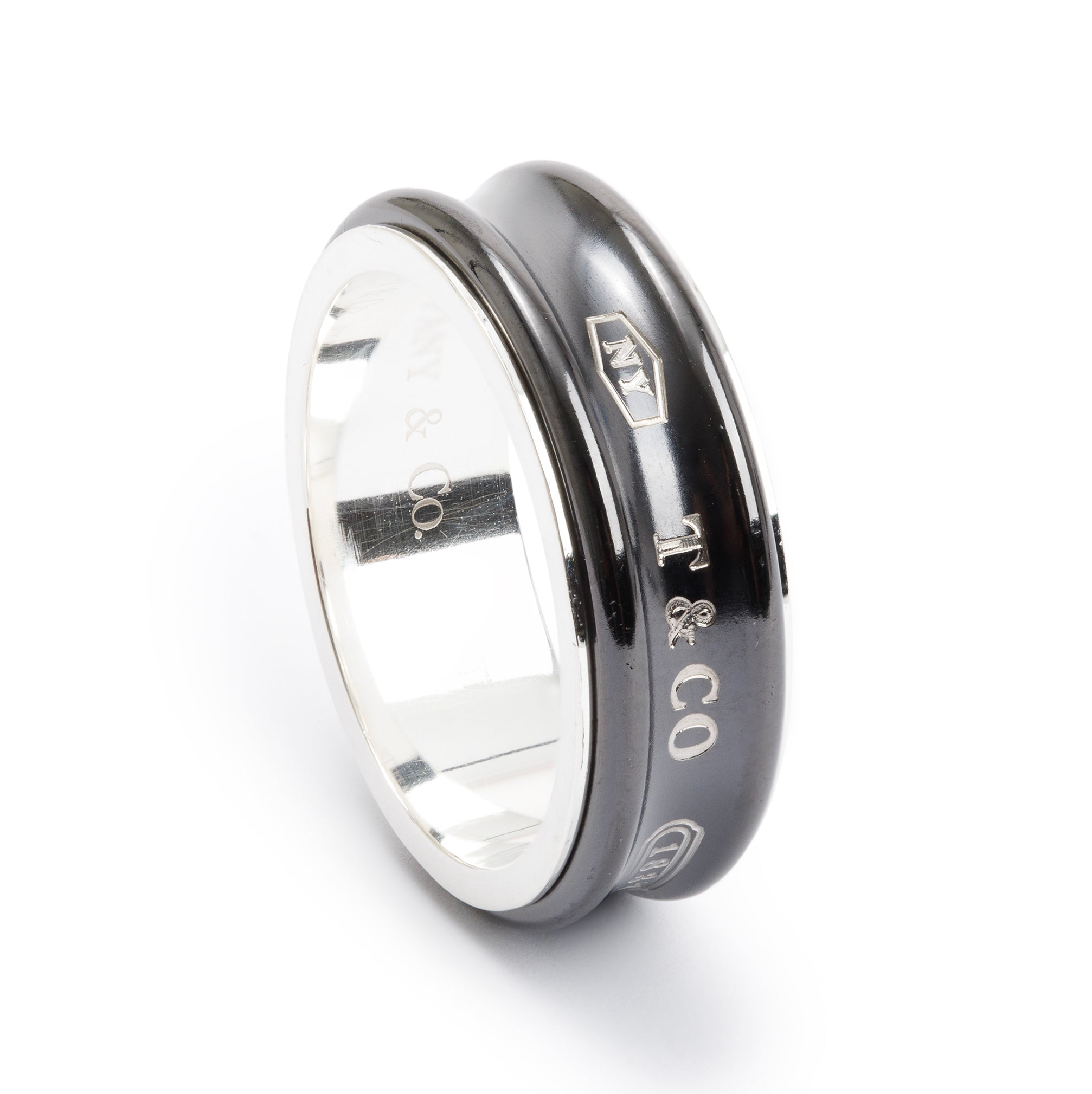 Tiffany & Co. Titanium & Sterling Silver 1837 Ring, Size 11