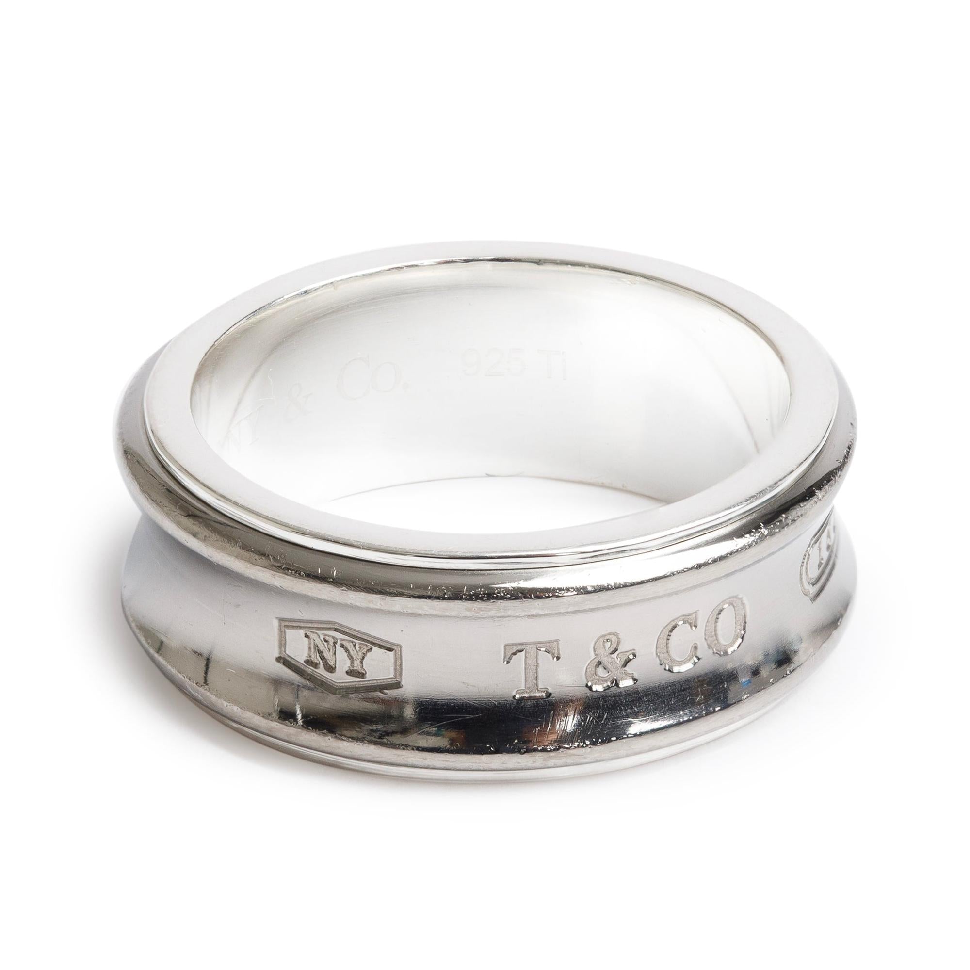 Tiffany & Co. Titanium & Sterling Silver 1837 Ring, Size 8.5