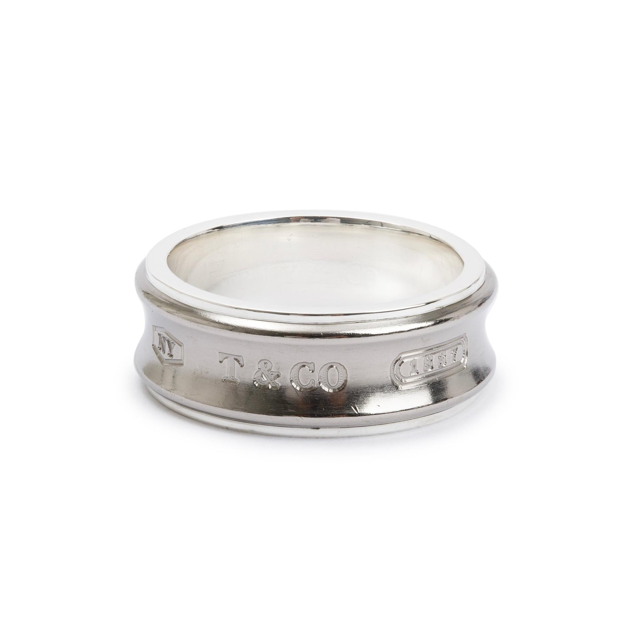 Tiffany & Co. Titanium & Sterling Silver 1837 Ring, Size 9