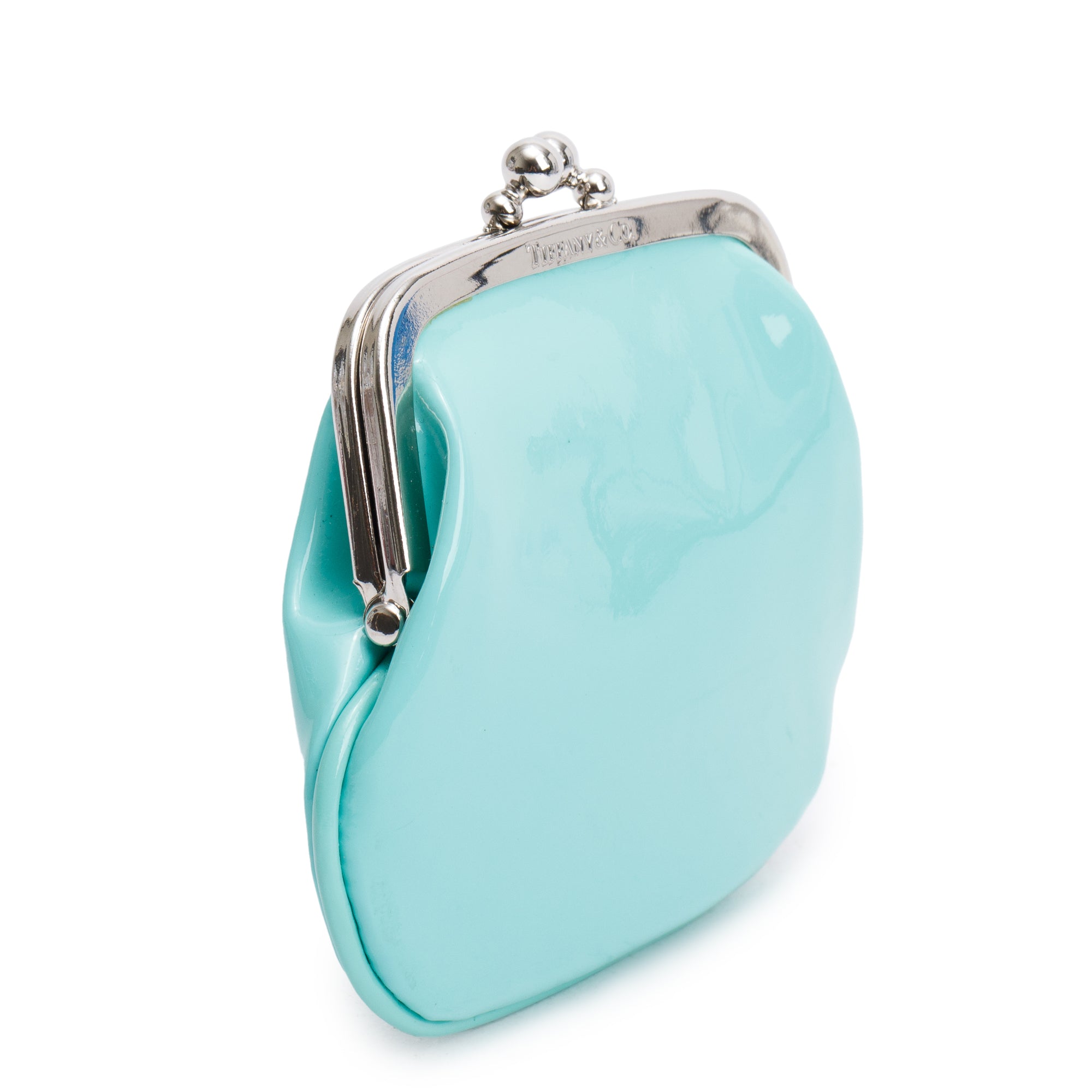 Tiffany & Co. Turquoise Patent Leather Kiss Lock Coin Purse Wallet