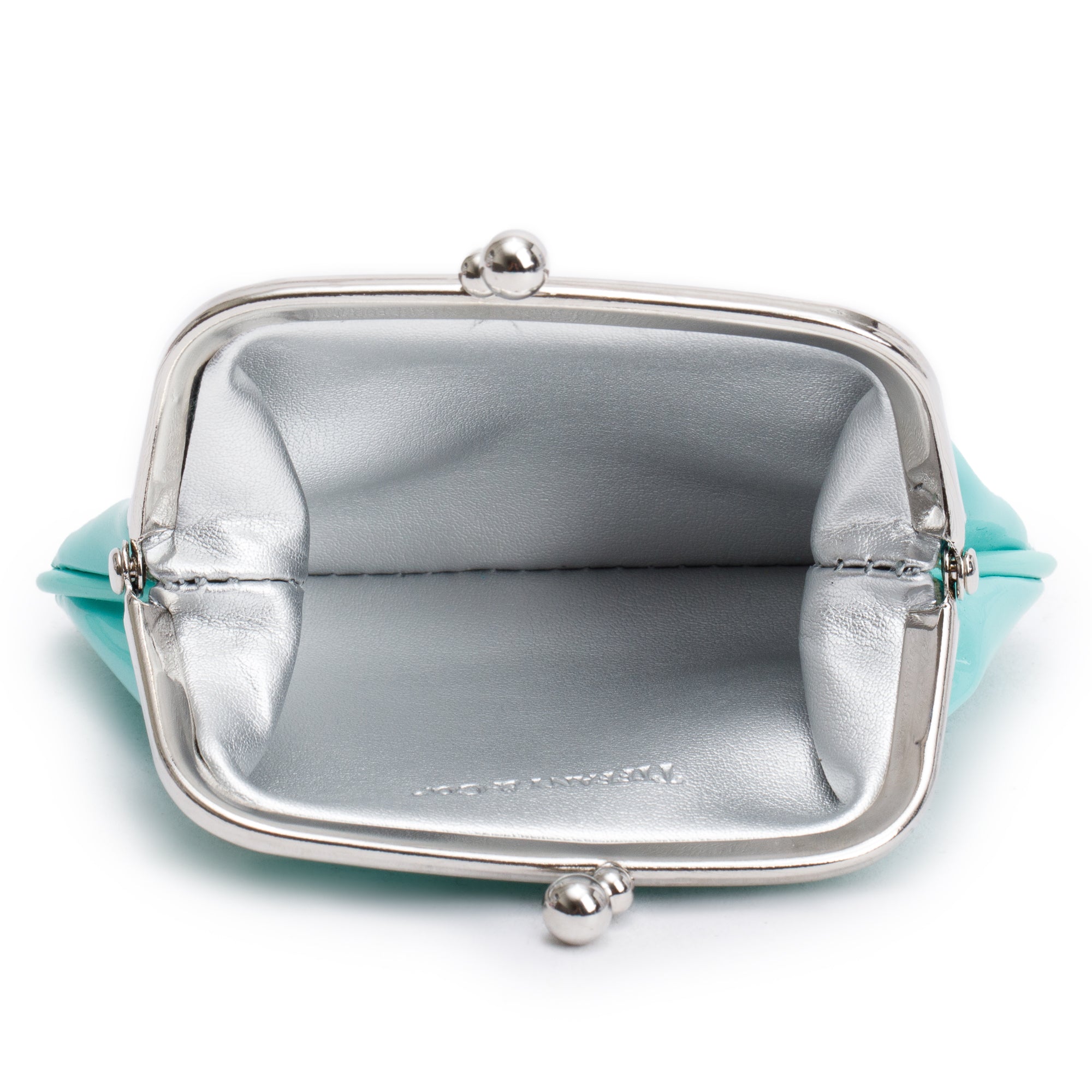 Tiffany & Co. Turquoise Patent Leather Kiss Lock Coin Purse Wallet