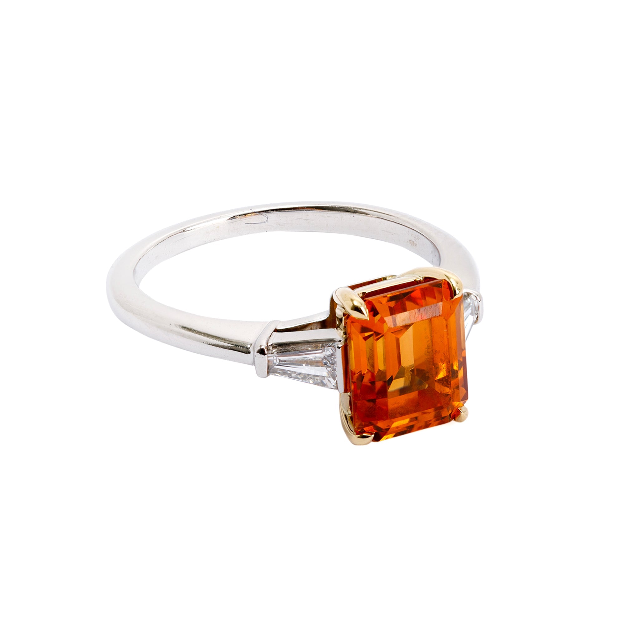 Tiffany & Co. Two-Tone Mandarin Garnet and Diamond Ring w/ Box & Certificates