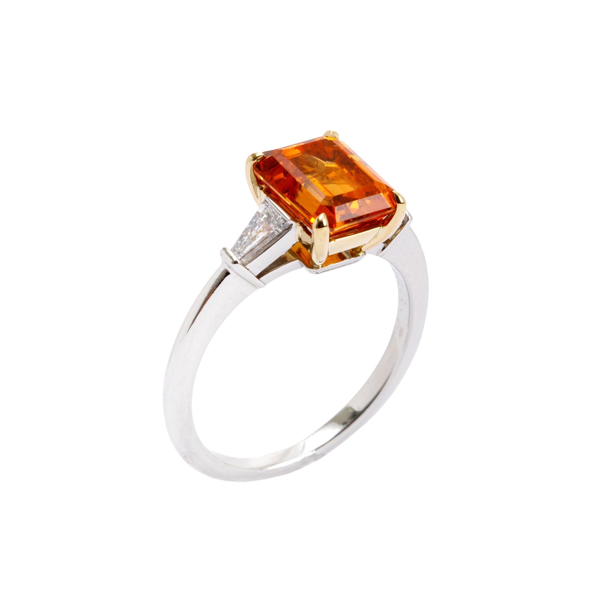 Tiffany & Co. Two-Tone Mandarin Garnet and Diamond Ring w/ Box & Certificates