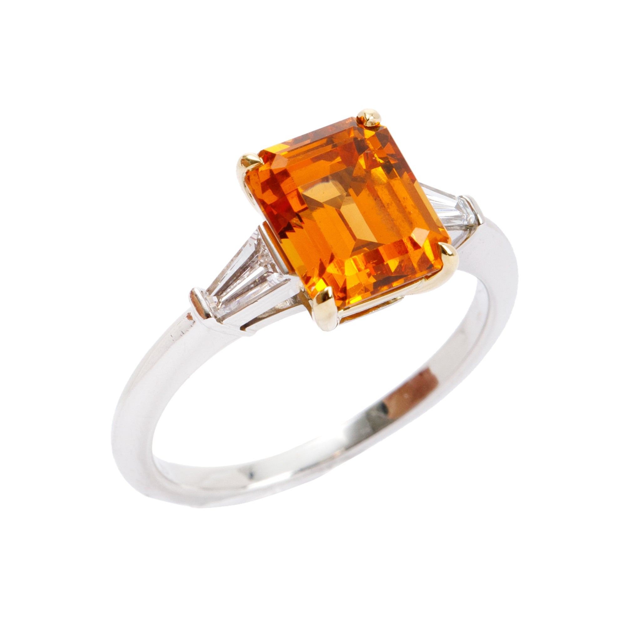 Tiffany & Co. Two-Tone Mandarin Garnet and Diamond Ring w/ Box & Certificates