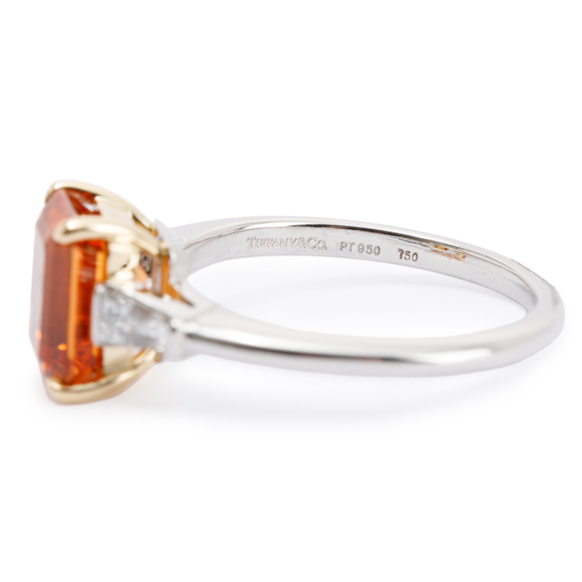 Tiffany & Co. Two-Tone Mandarin Garnet and Diamond Ring w/ Box & Certificates