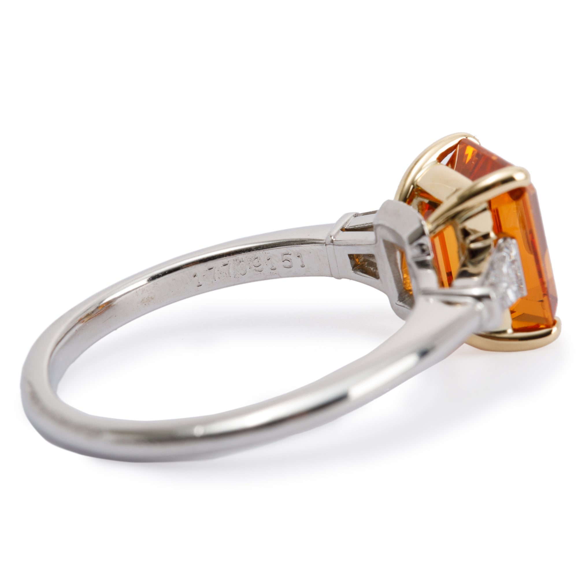 Tiffany & Co. Two-Tone Mandarin Garnet and Diamond Ring w/ Box & Certificates