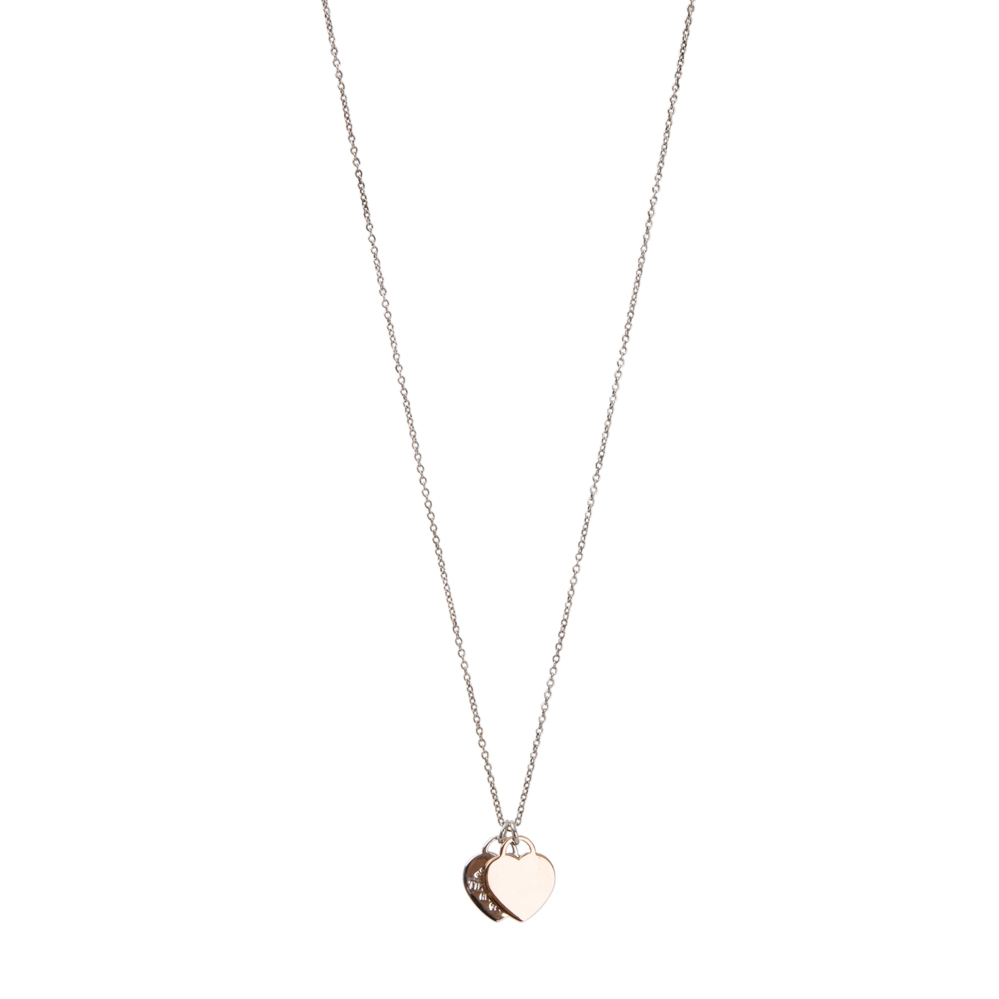 Tiffany & Co. Two-Tone Return to Tiffany Mini Double Heart Tag Pendant Necklace