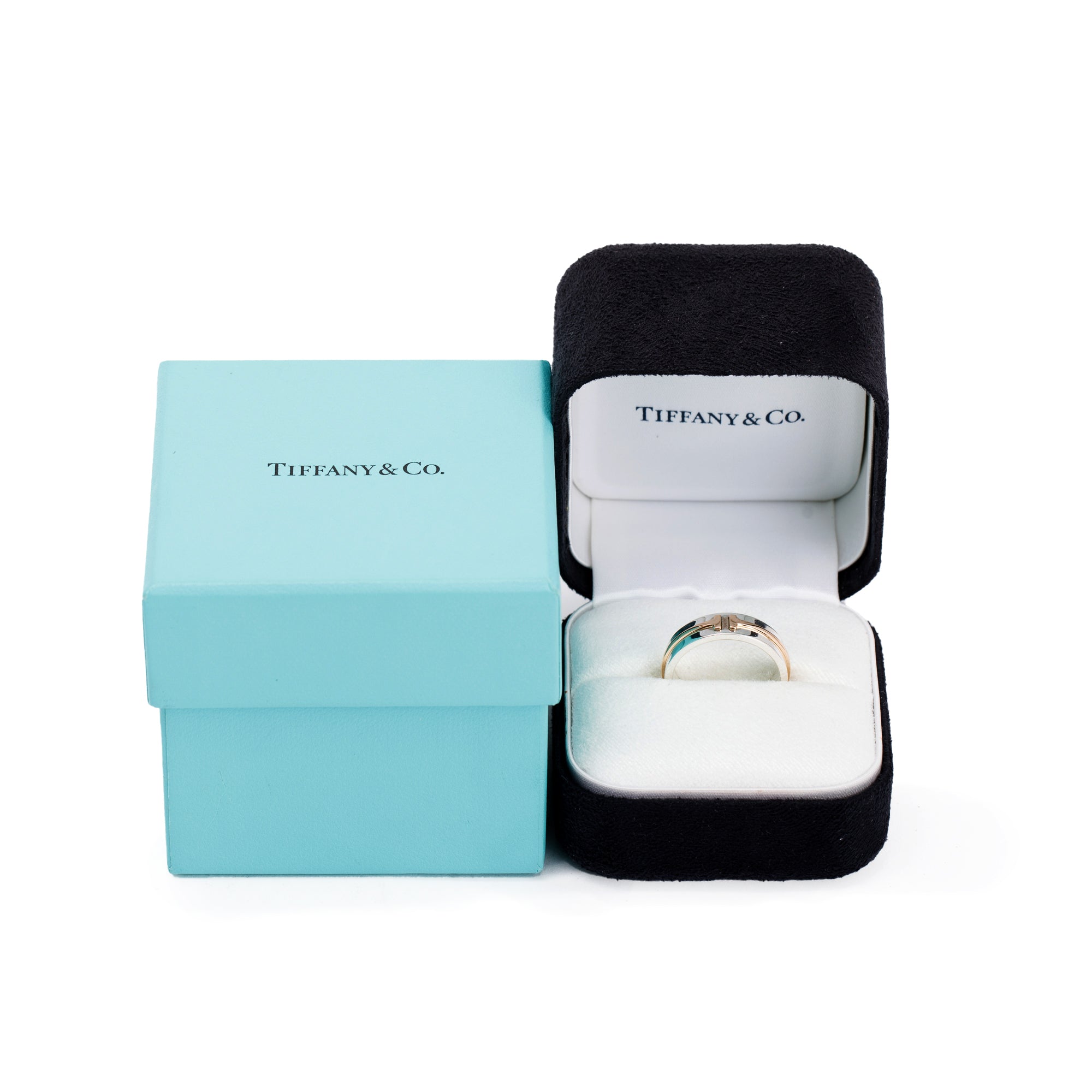 Tiffany & Co. Two-Tone T Wide Ring w/ Box