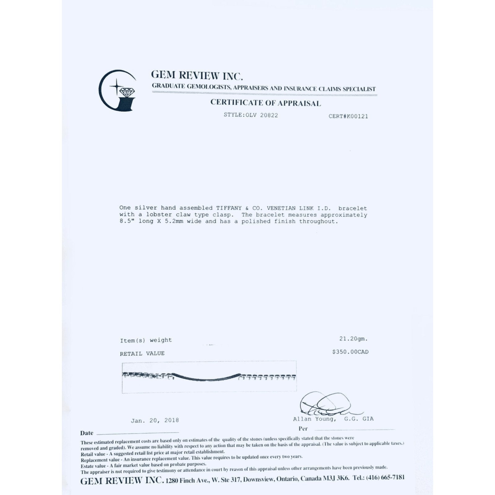 Tiffany & Co. Venetian Link ID Bracelet.