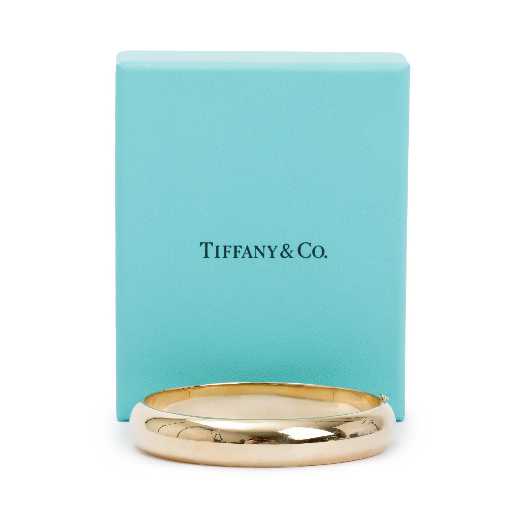 Tiffany & Co. Vintage 14k Yellow Gold Hingle Bangle Bracelet w/ Box
