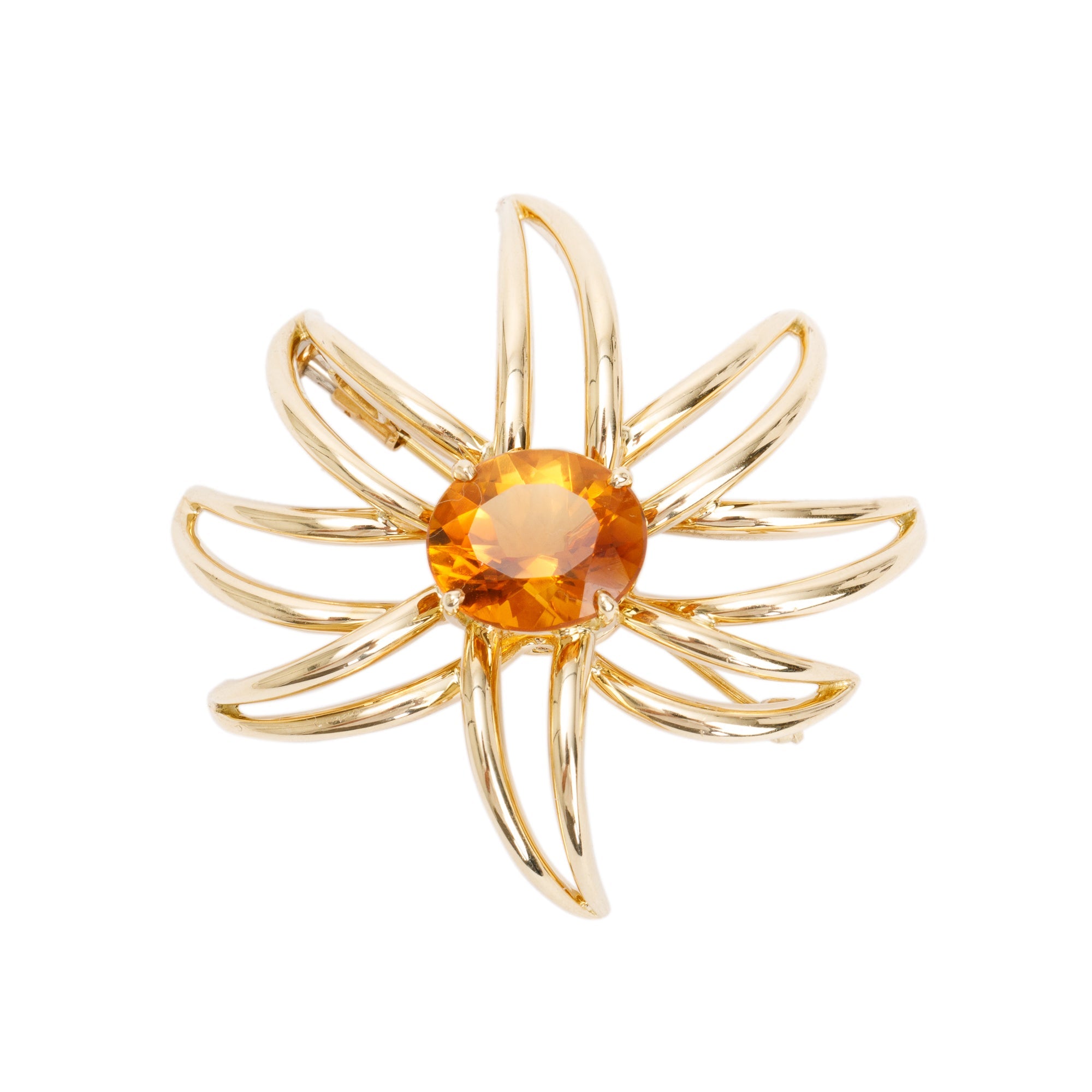 Tiffany & Co. Vintage 18k Yellow Gold Citrine Fireworks Brooch