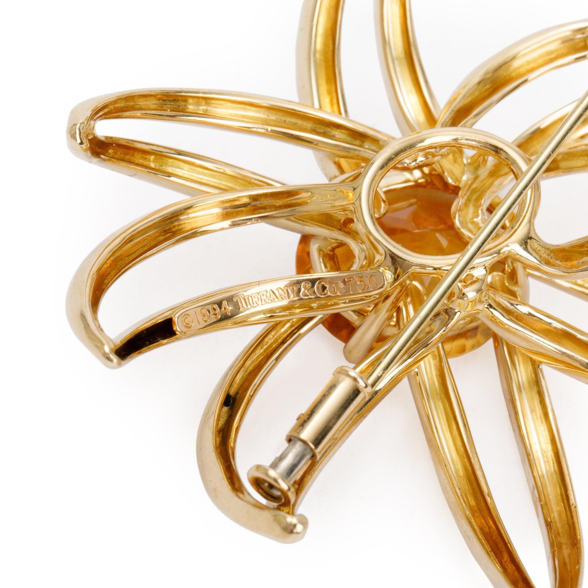 Tiffany & Co. Vintage 18k Yellow Gold Citrine Fireworks Brooch