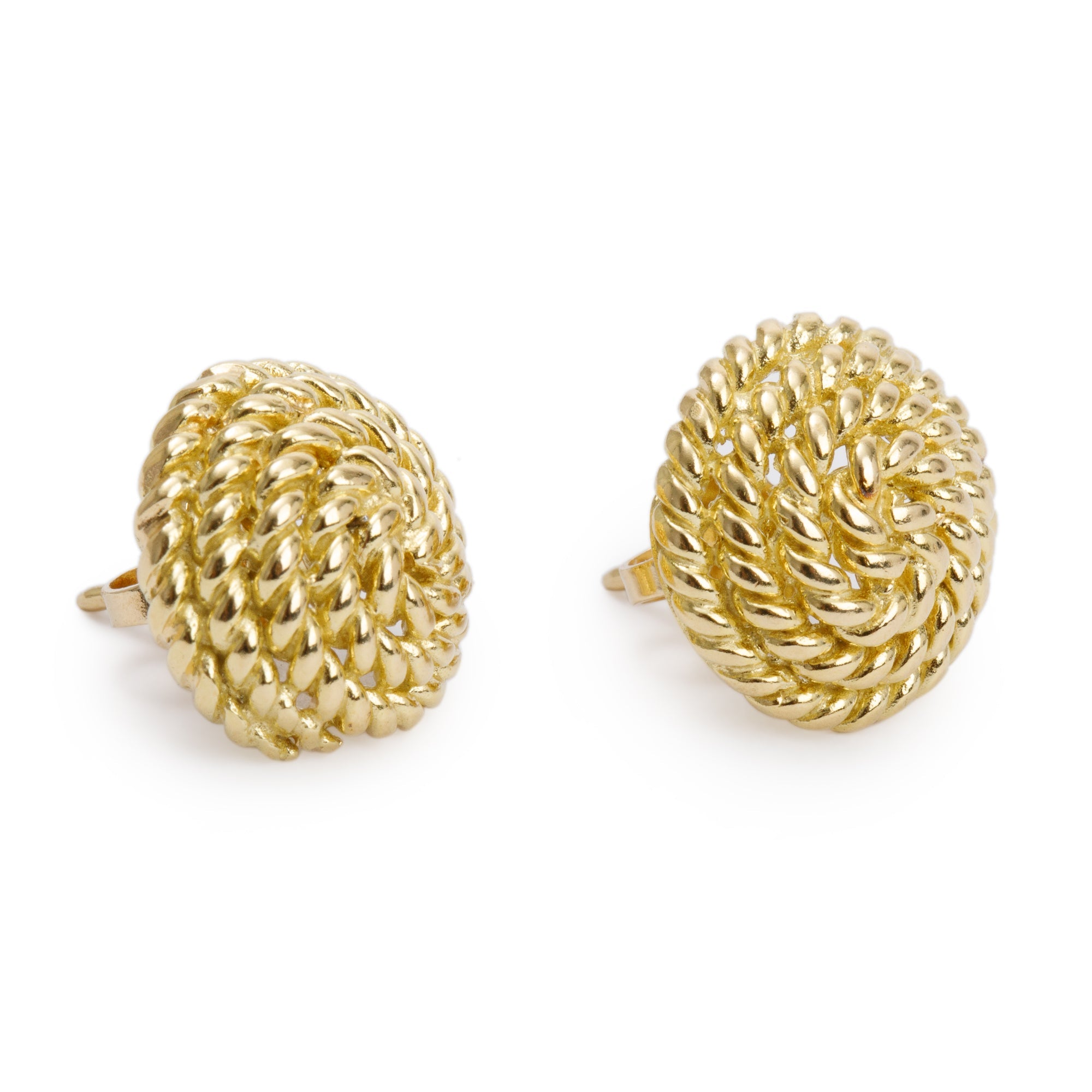 Tiffany & Co. Vintage 18k Yellow Gold Coiled Rope Stud Earrings