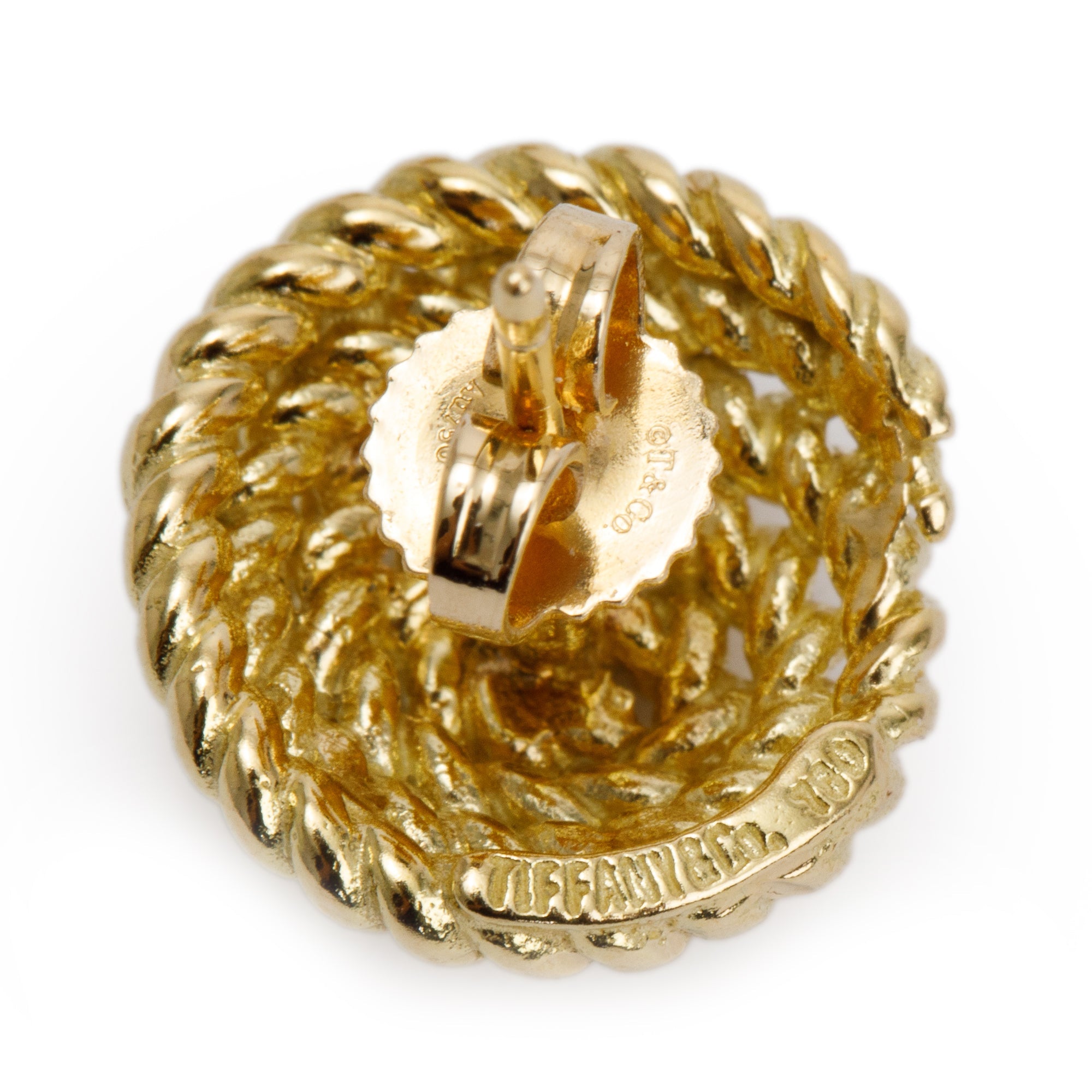 Tiffany & Co. Vintage 18k Yellow Gold Coiled Rope Stud Earrings