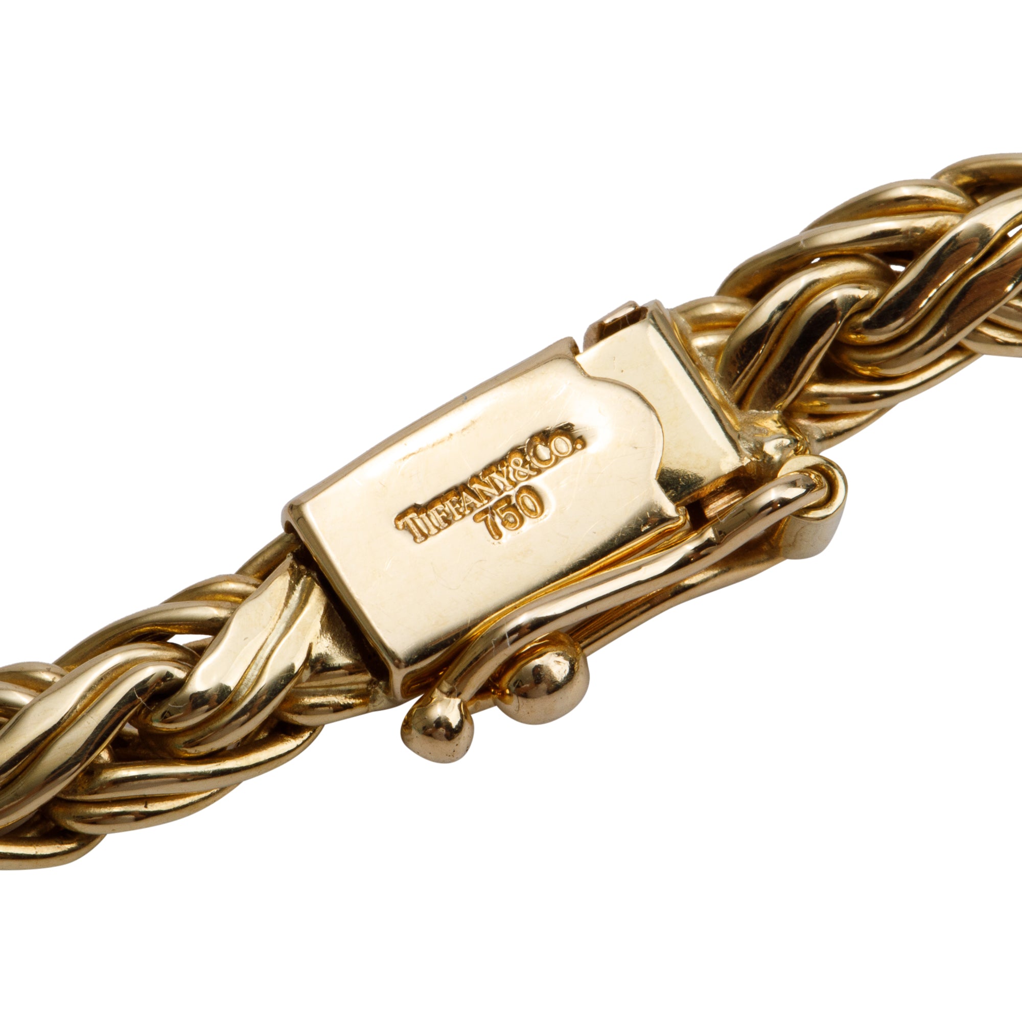 Tiffany & Co. Vintage 18k Yellow Gold Graduated Wheat Chain Necklace w/ Box