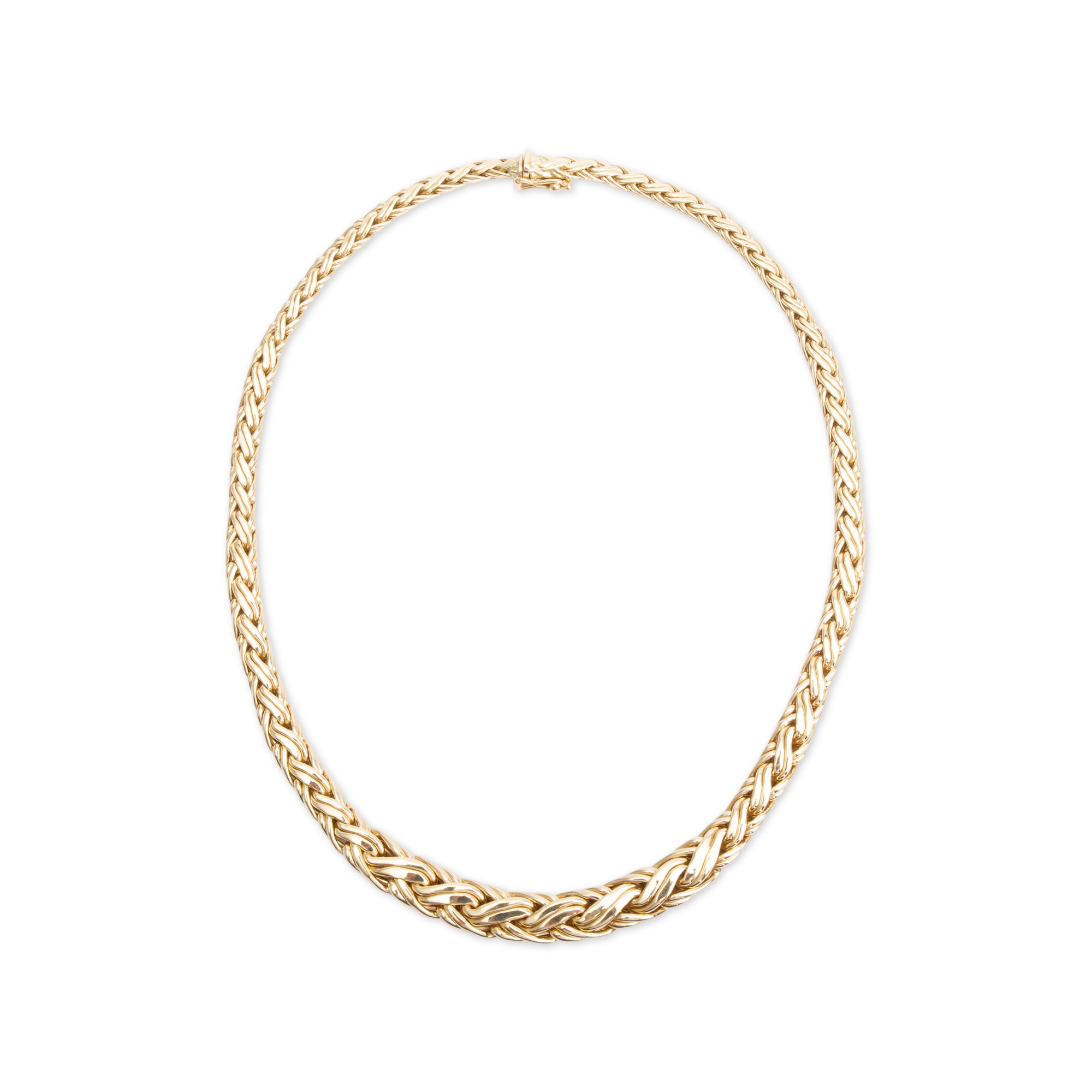 Tiffany & Co. Vintage 18k Yellow Gold Graduated Wheat Chain Necklace w/ Box