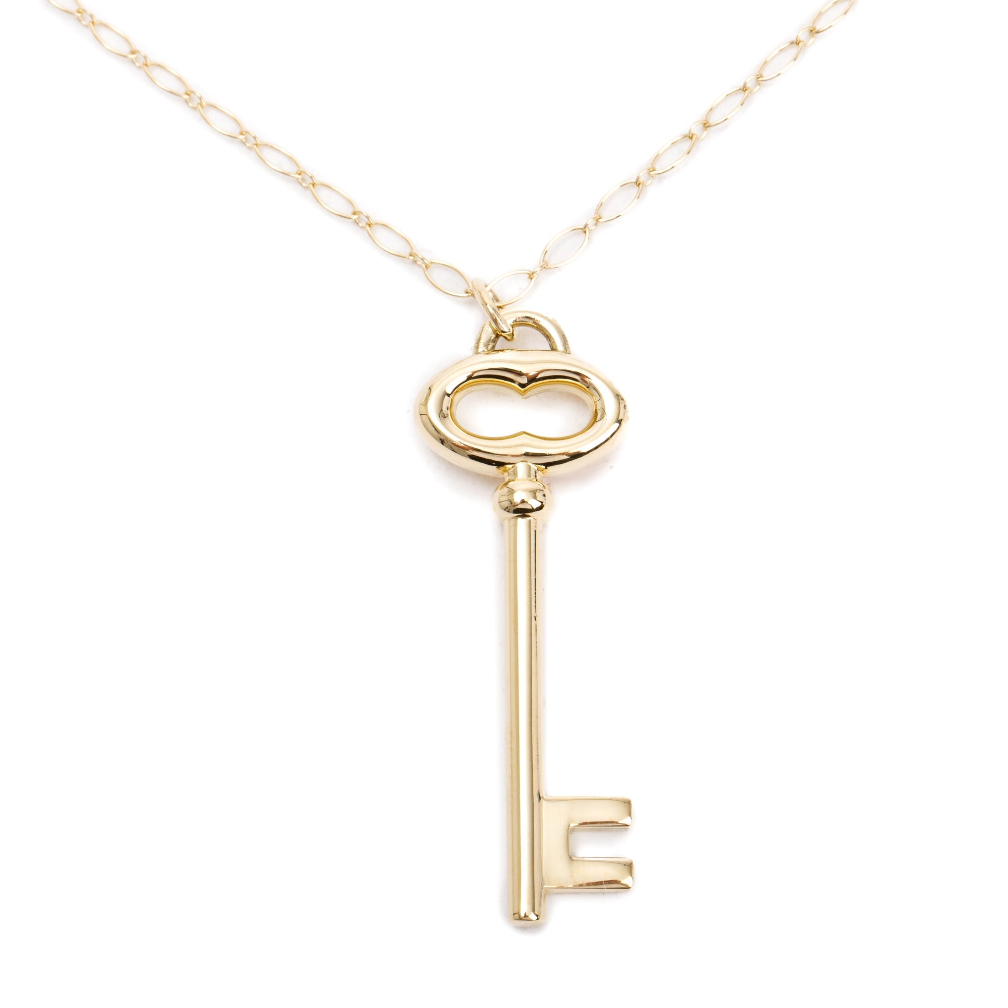 Tiffany & Co. Vintage 18k Yellow Gold Large Oval Key Pendant Necklace