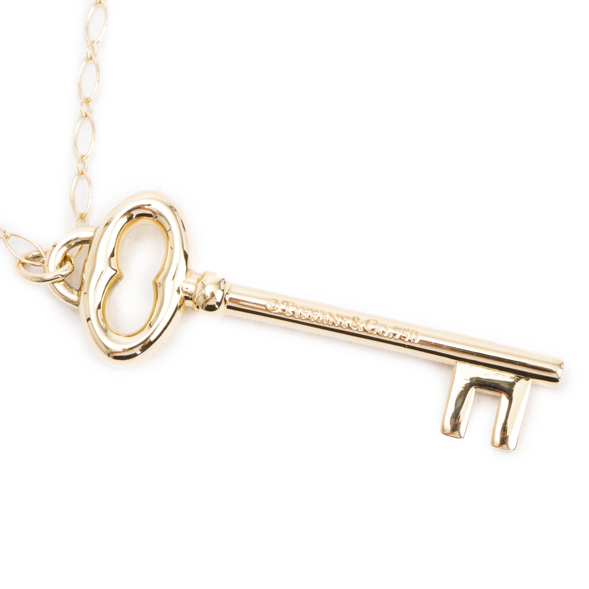 Tiffany & Co. Vintage 18k Yellow Gold Large Oval Key Pendant Necklace