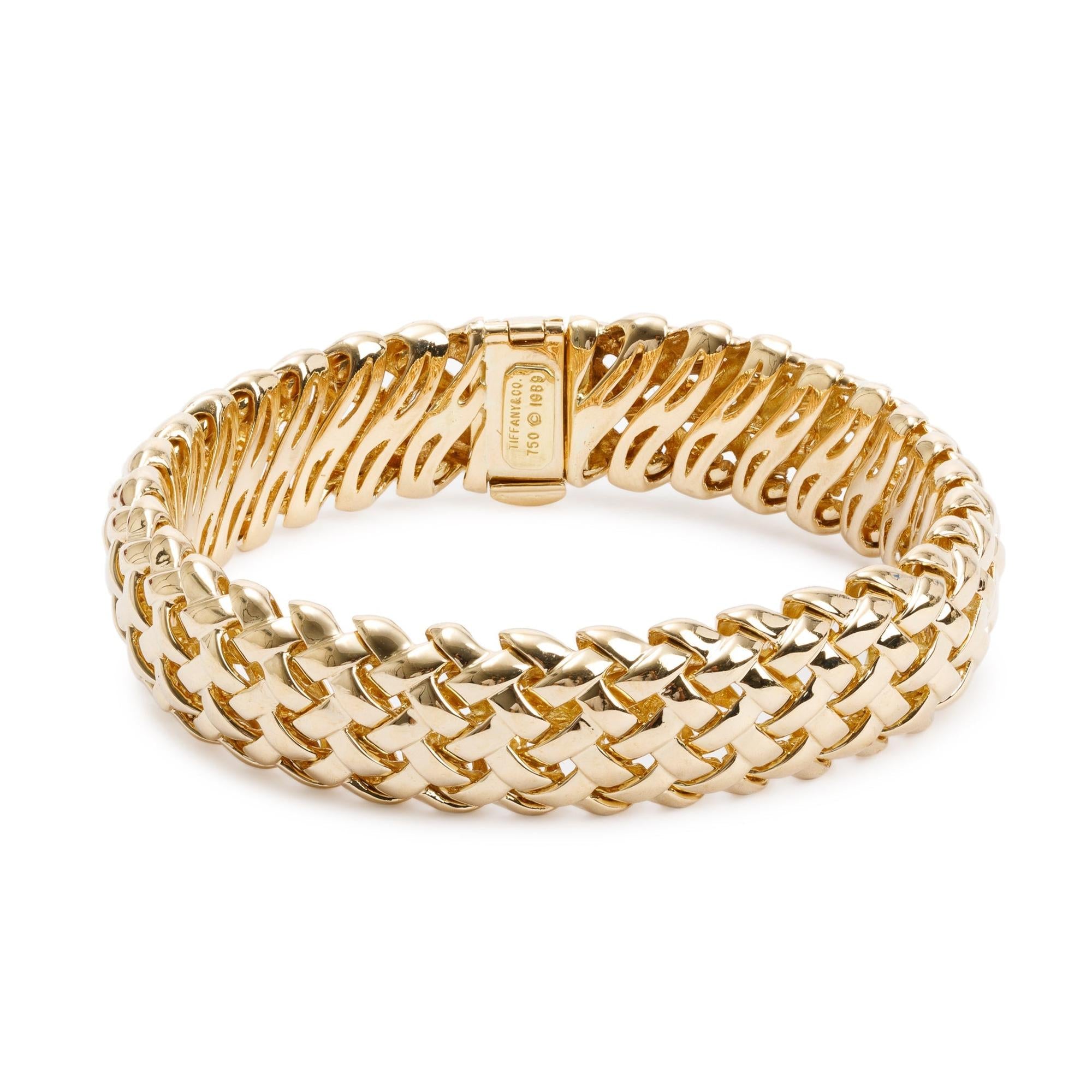 Tiffany & Co. Vintage 18k Yellow Gold Vannerie Bracelet