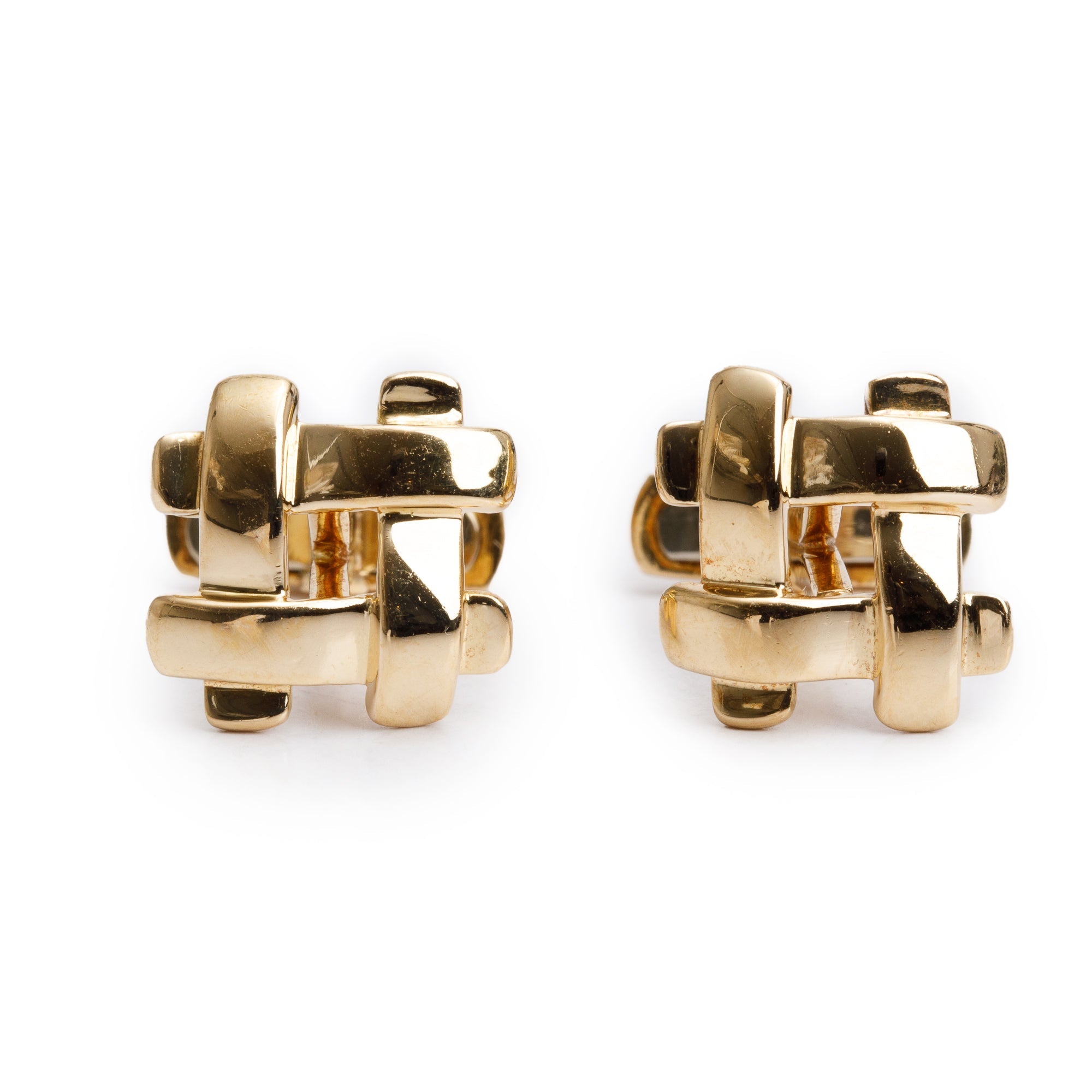 Tiffany & Co. Vintage 18k Yellow Gold Vannerie Cufflinks