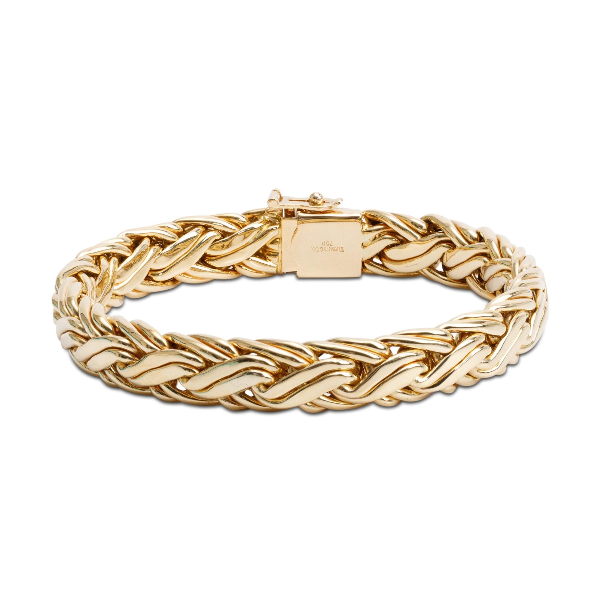 Tiffany & Co. Vintage 18k Yellow Gold Wheat Chain Bracelet w/ Box