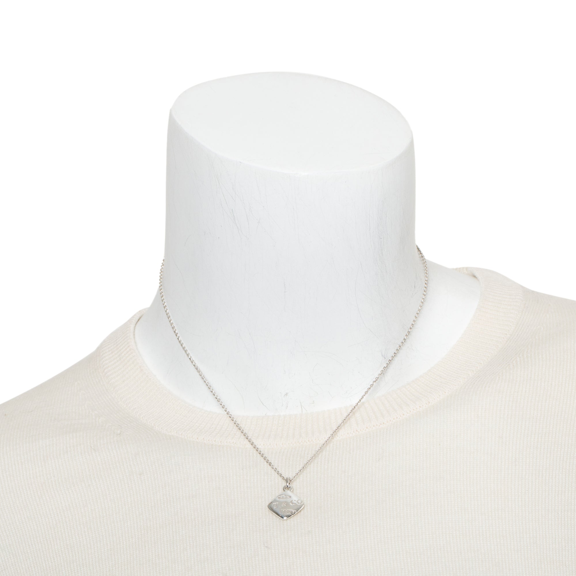 Tiffany & Co. Vintage Sterling Silver 1837 Square Pendant Necklace