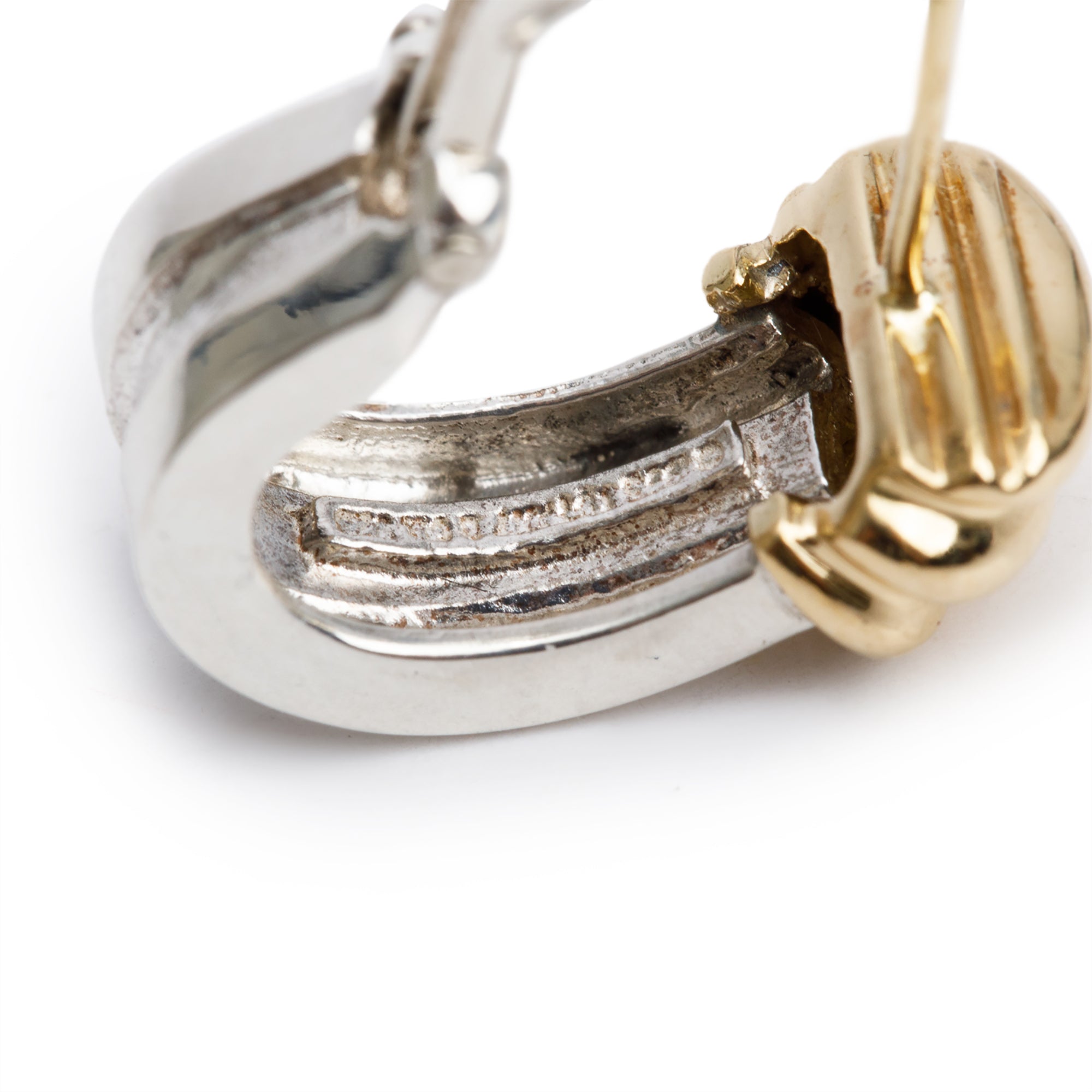 Tiffany & Co. Vintage Sterling Silver & 18k Yellow Gold Atlas Groove Earrings