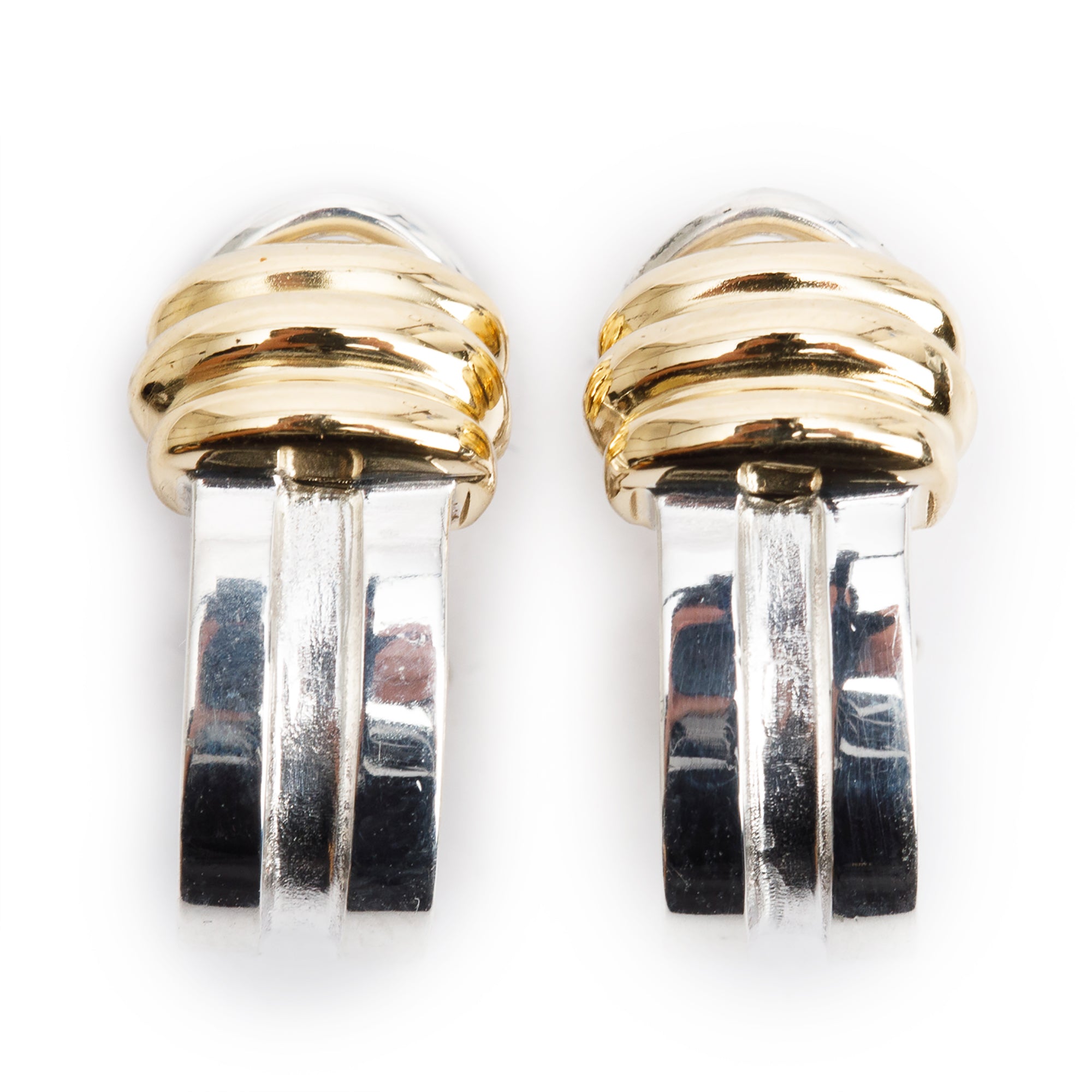 Tiffany & Co. Vintage Sterling Silver & 18k Yellow Gold Atlas Groove Earrings