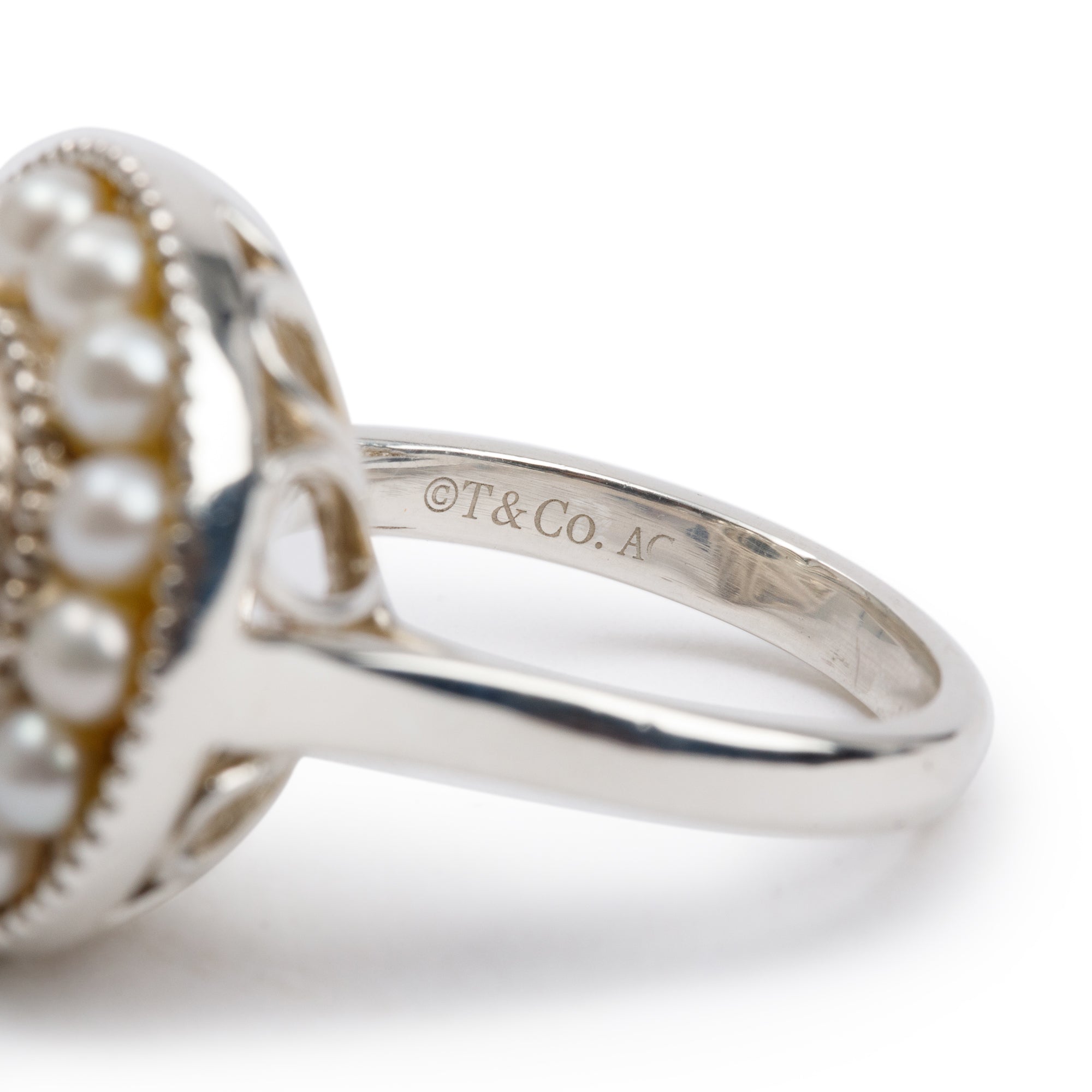 Tiffany & Co. Ziegfeld Collection Sterling Silver Onyx & Pearl Ring, Size 6