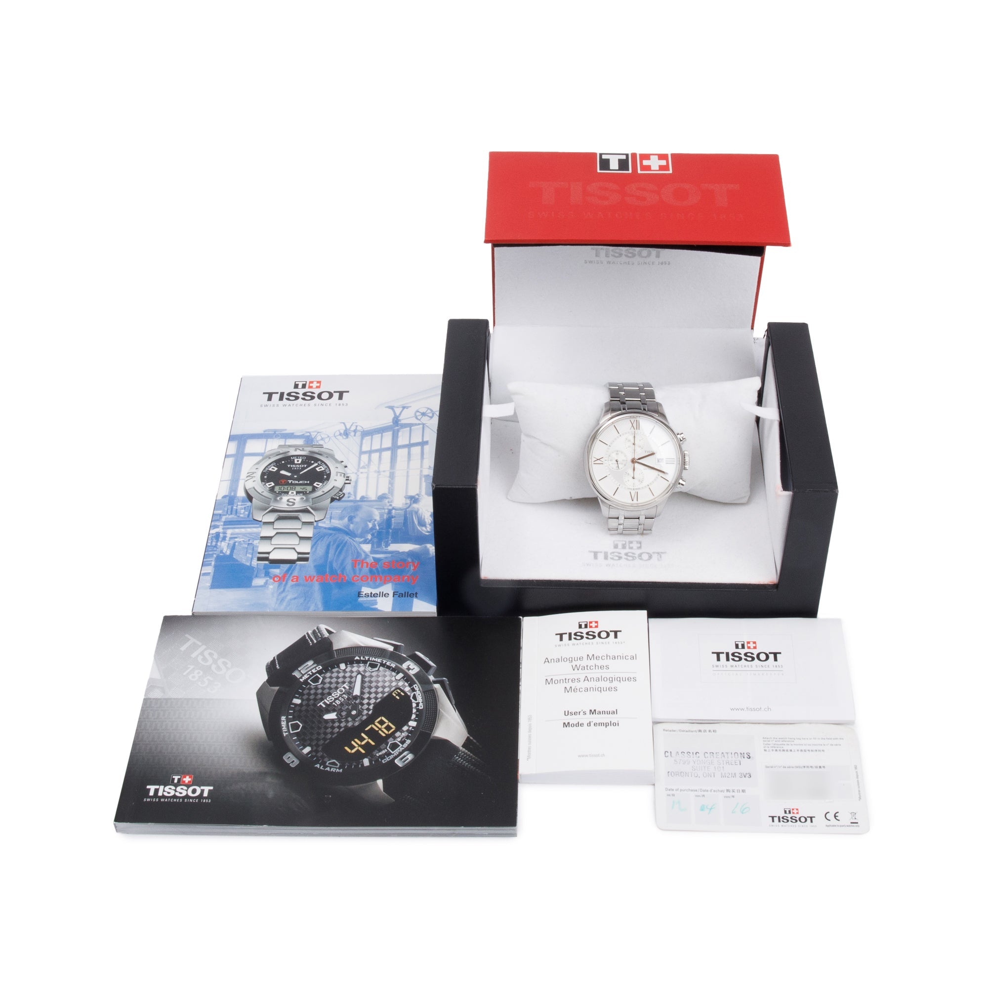 Tissot Stainless Steel Chemin des Tourelles 44 MM Chronograph Automatic Watch w/ Box & Papers