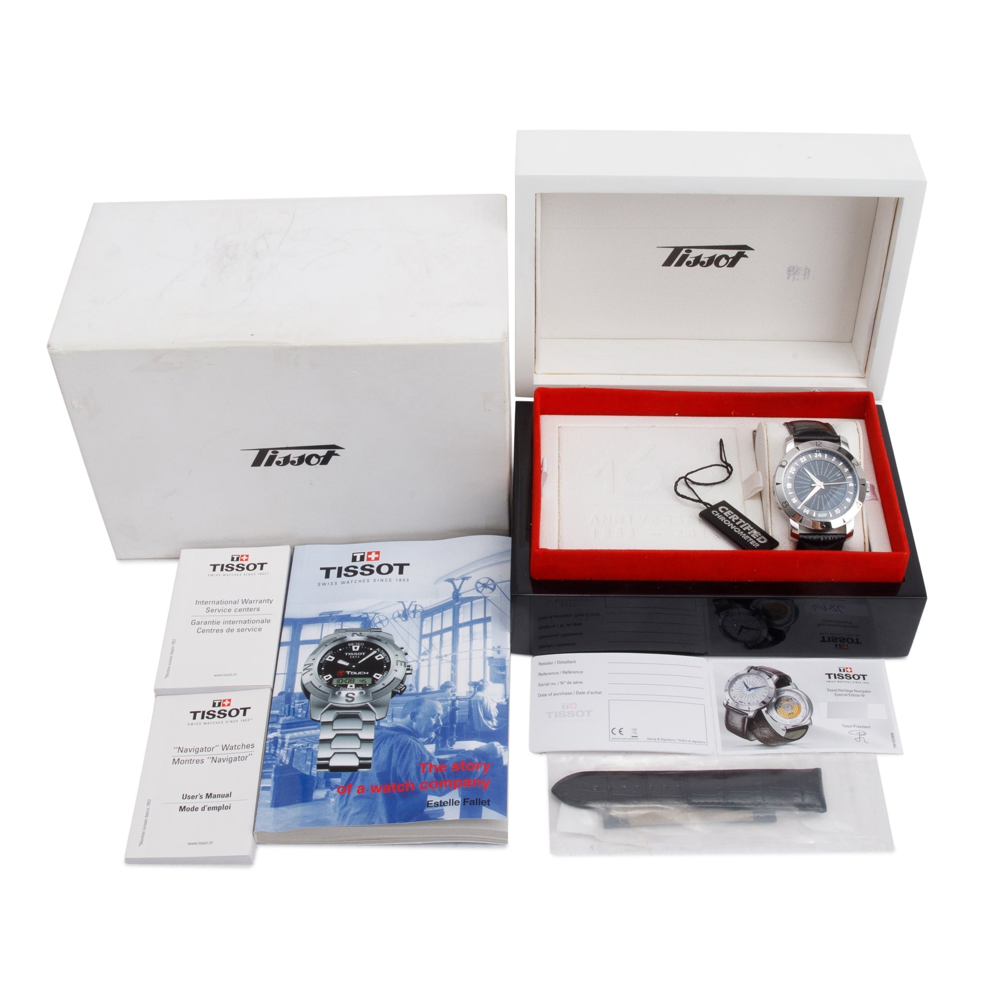 Tissot Stainless Steel Heritage Navigator 43 MM Automatic GMT Watch w/ Box & Papers