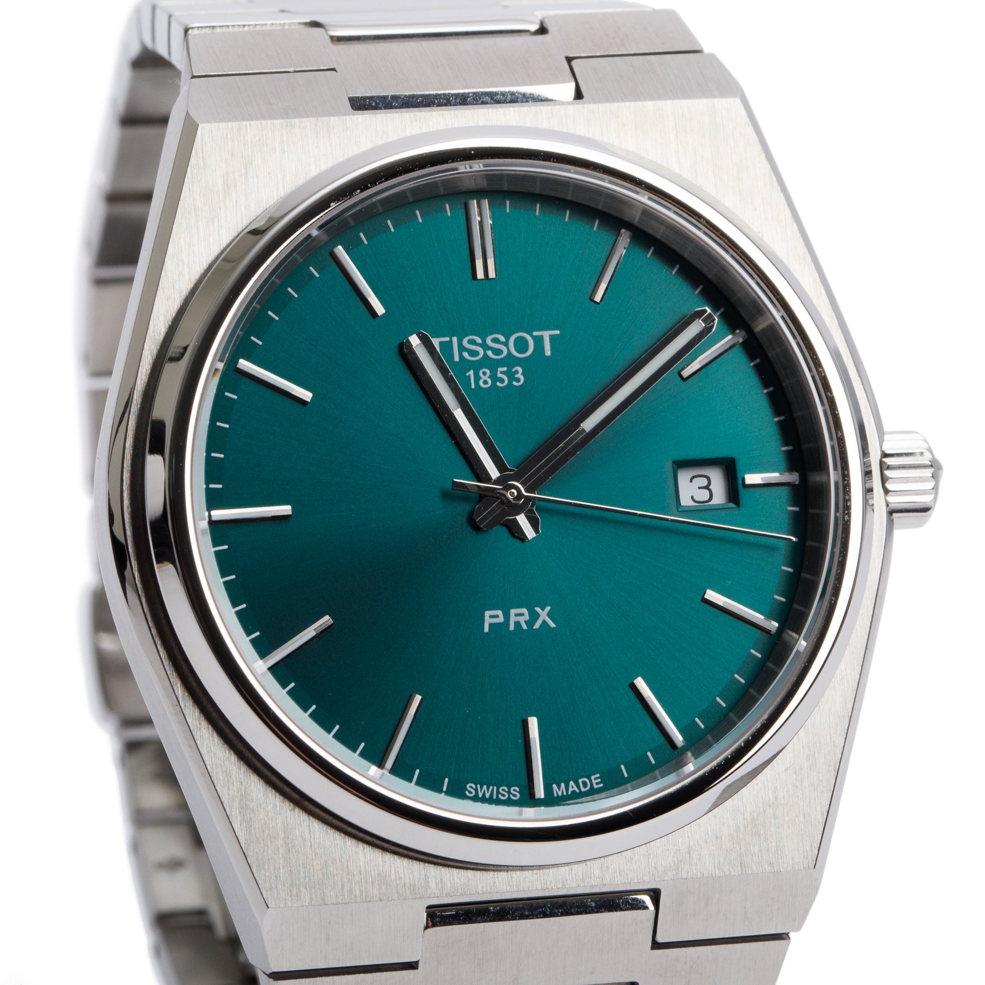 Tissot Stainless Steel PRX 40 MM Quartz Watch Green Dial w/ Box, Papers & Extra Strap
