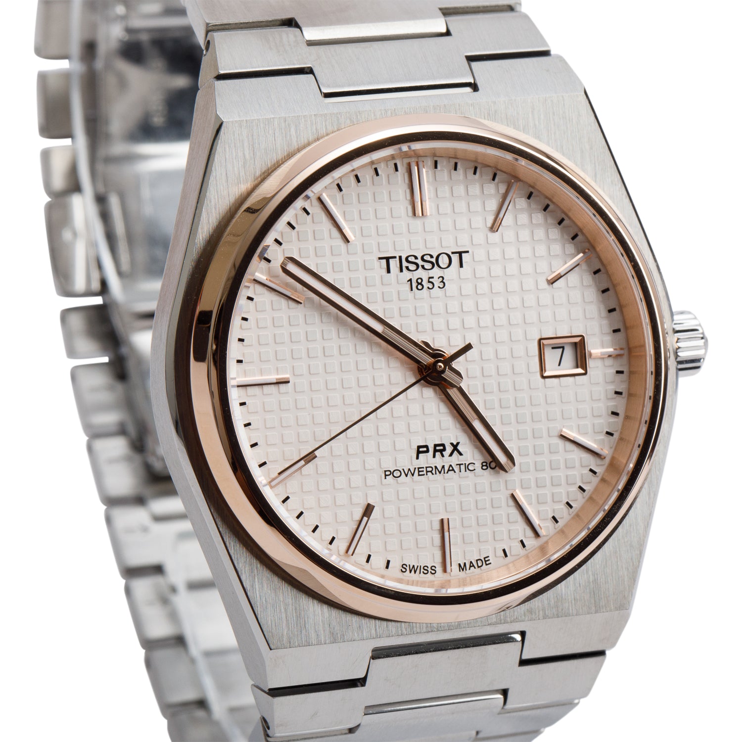 Tissot Stainless Steel & Rose PVD PRX Powermatic 80 40 MM Automatic Watch w/ Box