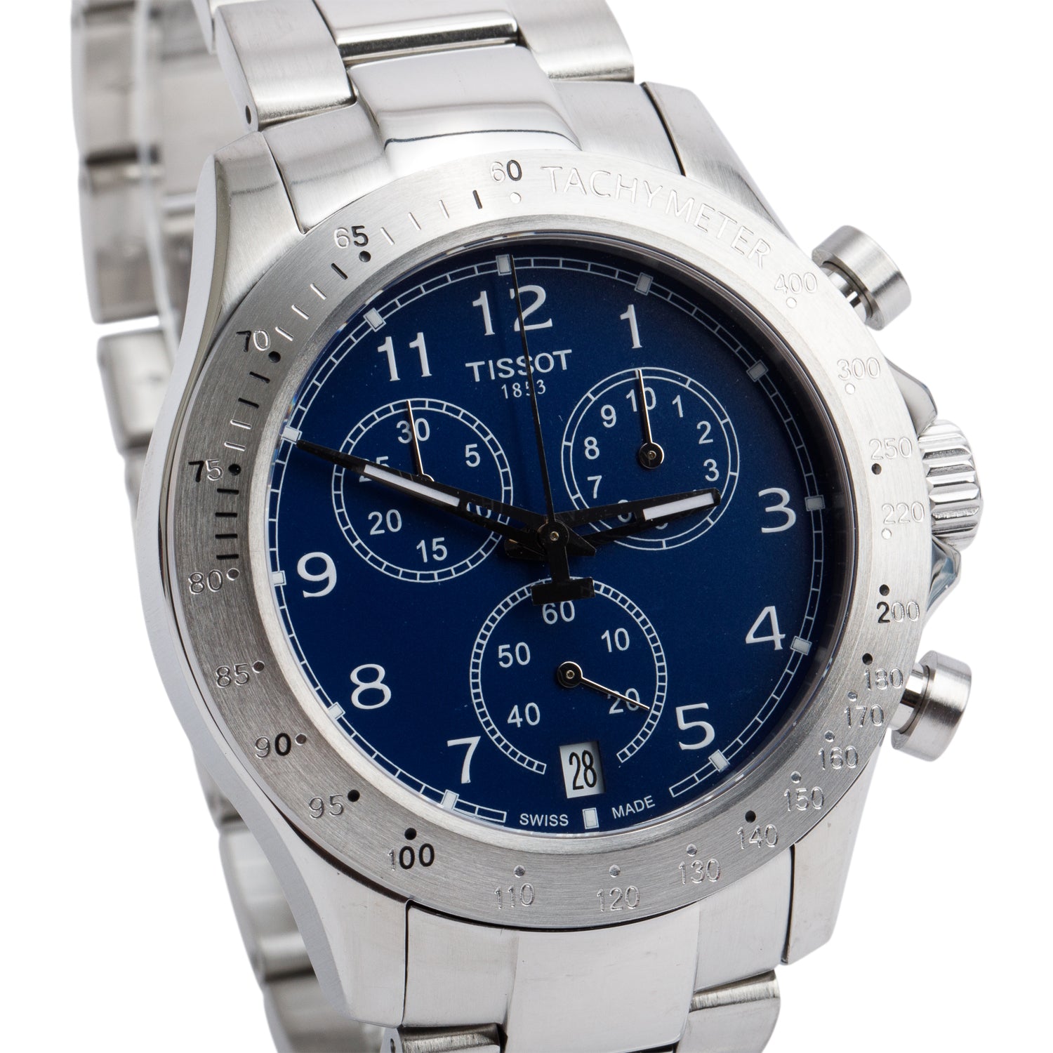 Tissot Stainless Steel V8 42.5 MM Chronograph Quartz Watch Blue Dial w/ Box