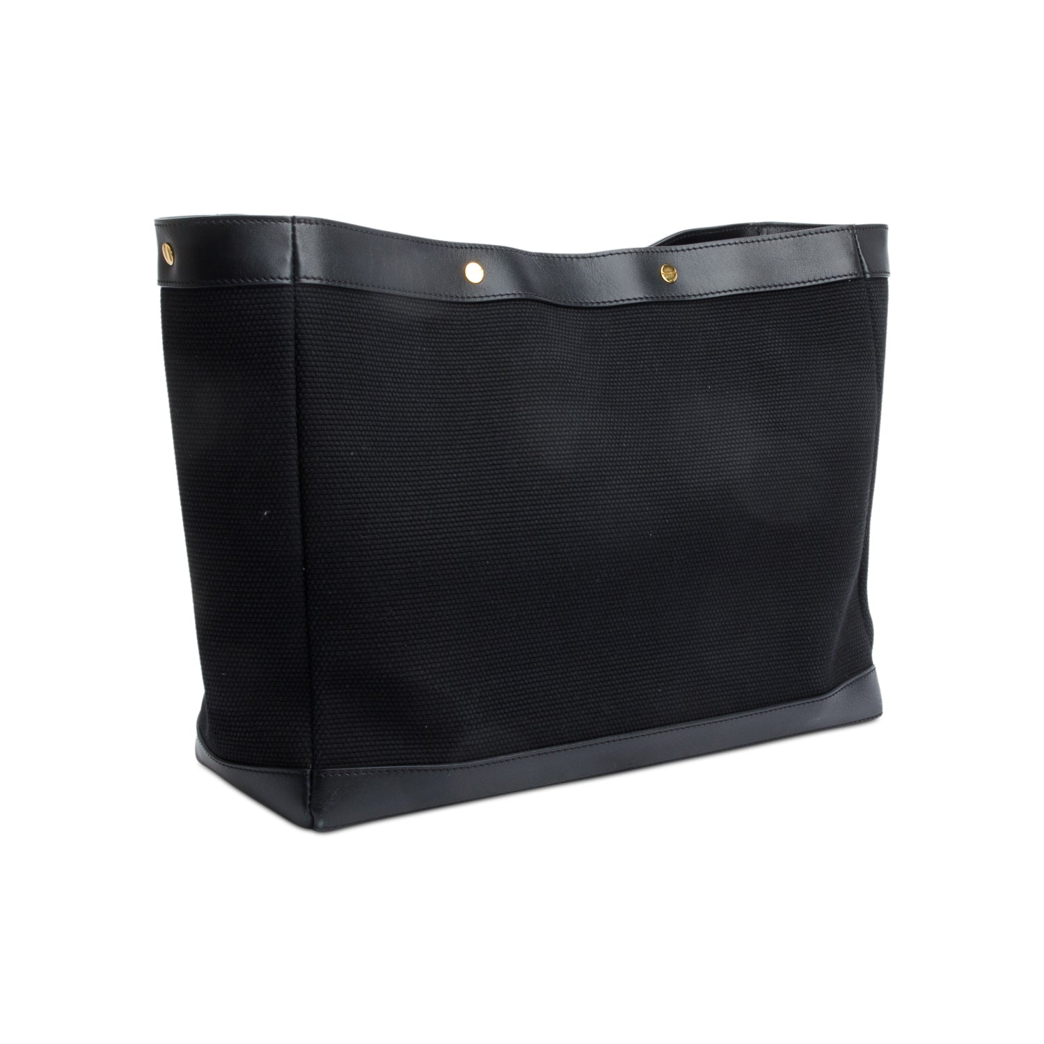 Tom Ford Black Canvas Leather Trim Logo Print Small Tote