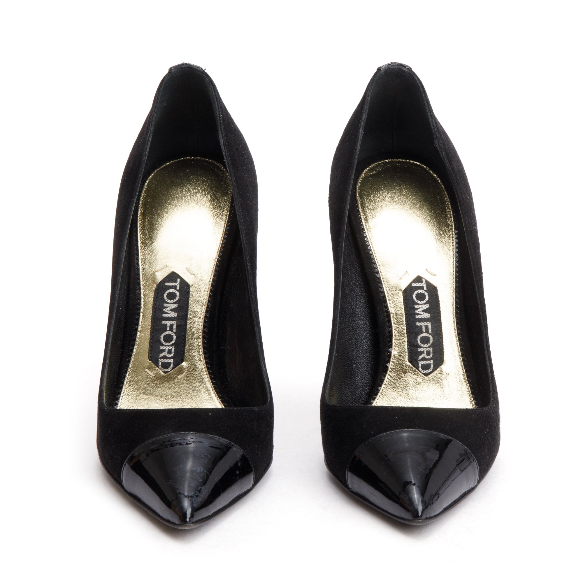 Tom Ford Black Suede/Patent Leather Pumps, Size 36.5 w/ Box