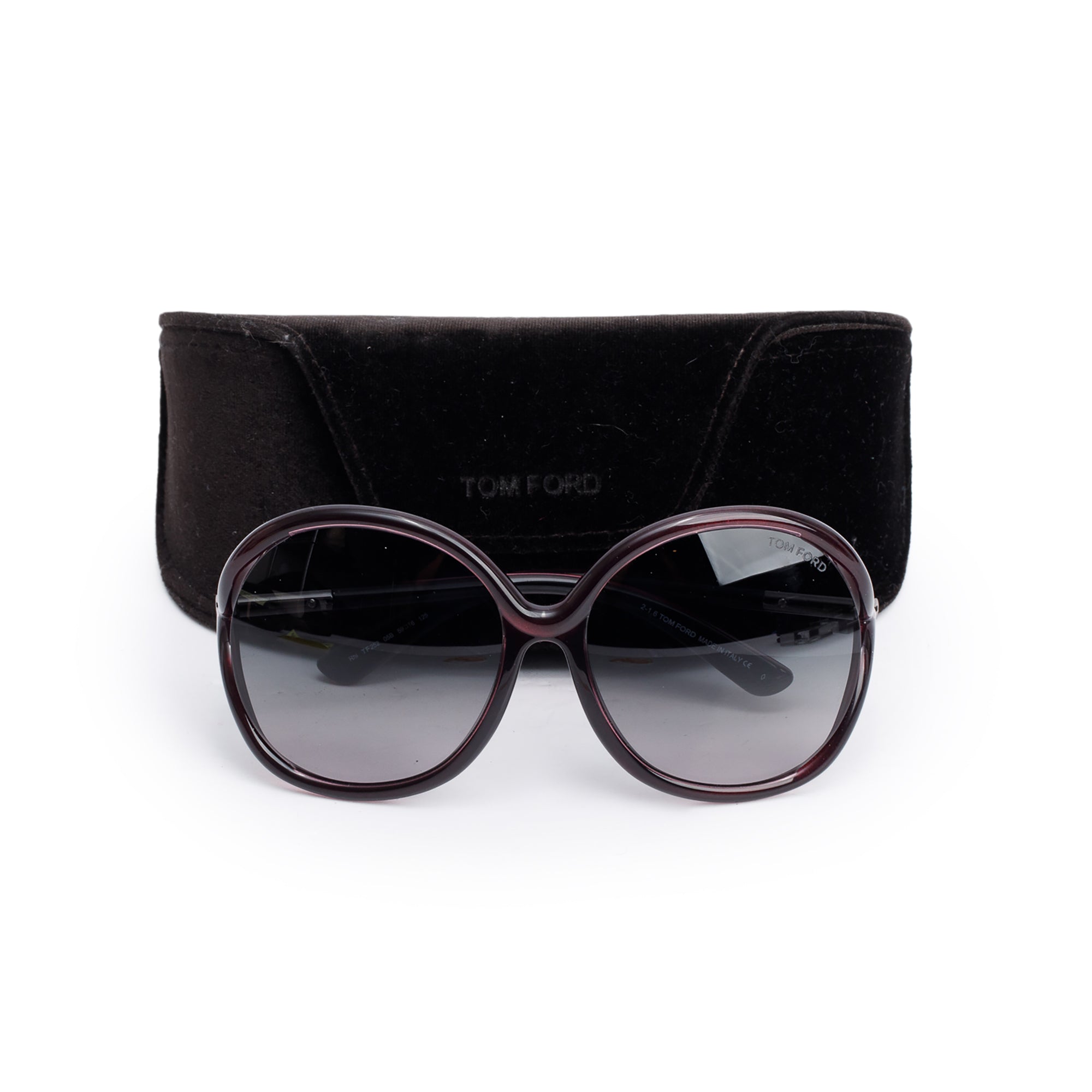 Tom Ford TF252 Black/Purple Acetate Rhi Oversized Sunglasses w/ Case & Card
