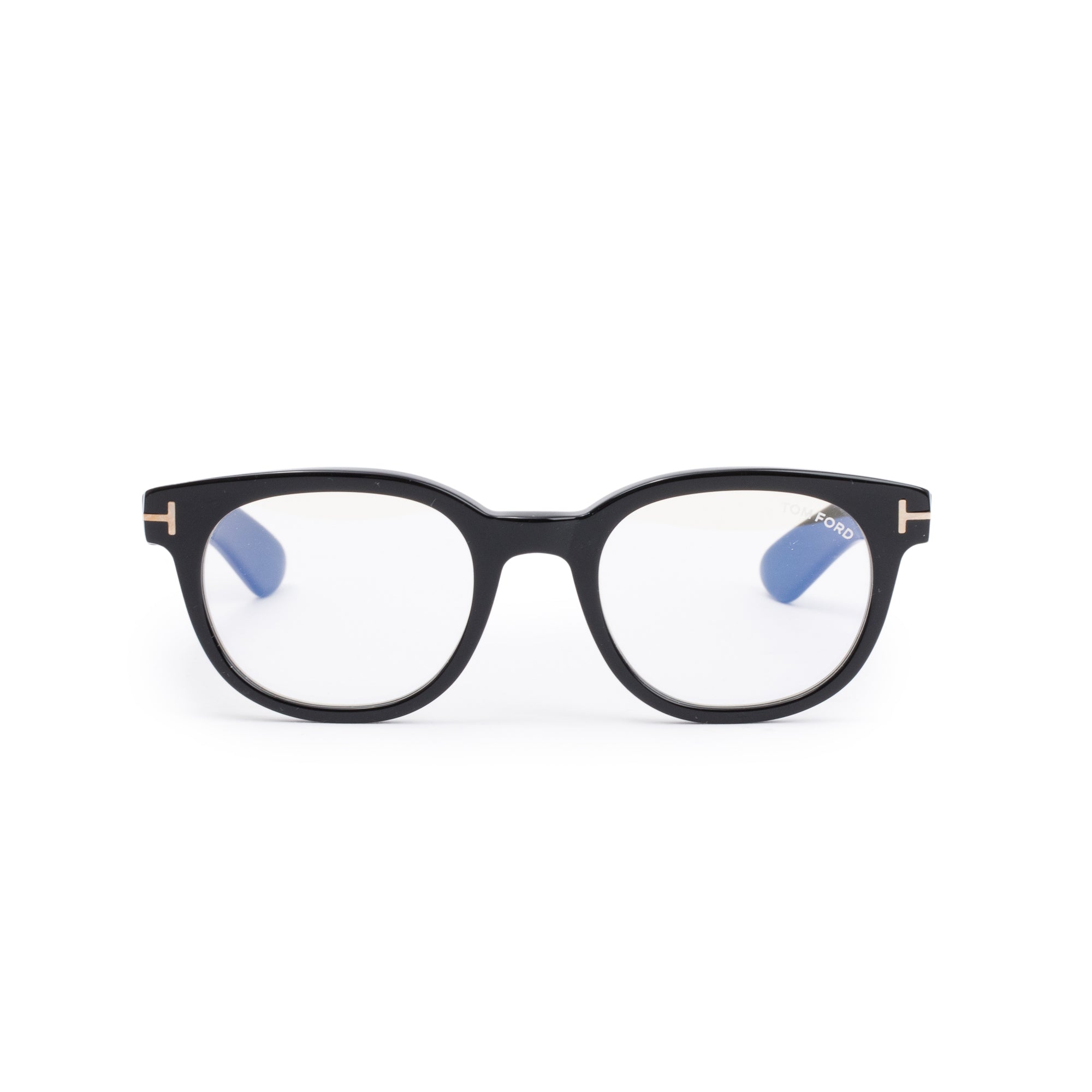 Tom Ford TF5807-B Black Acetate Round Frame Glasses w/ Case