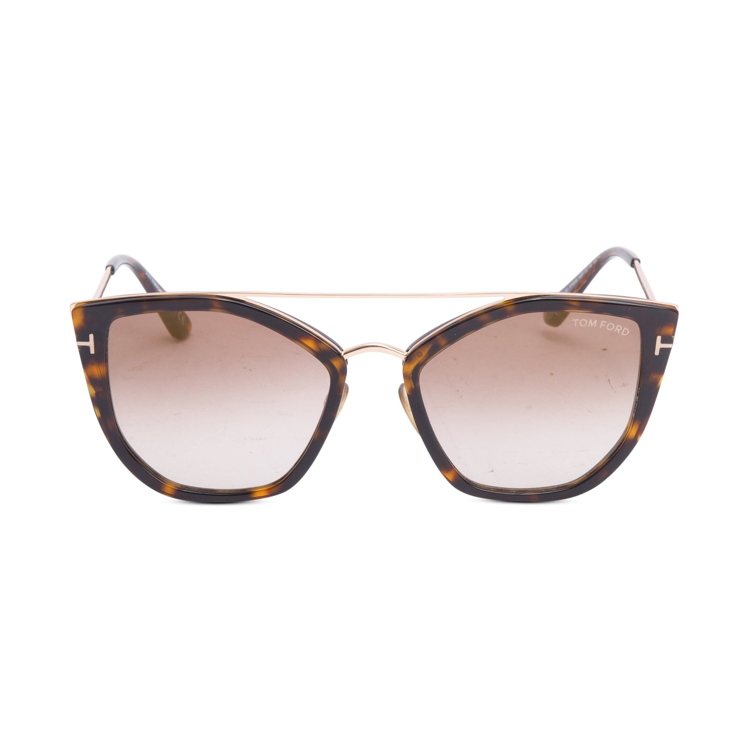 Tom Ford TF648 Rose-Gold Plated Metal Havana Acetate Dahlia-02 Butterfly Sunglasses w/ Box & Case
