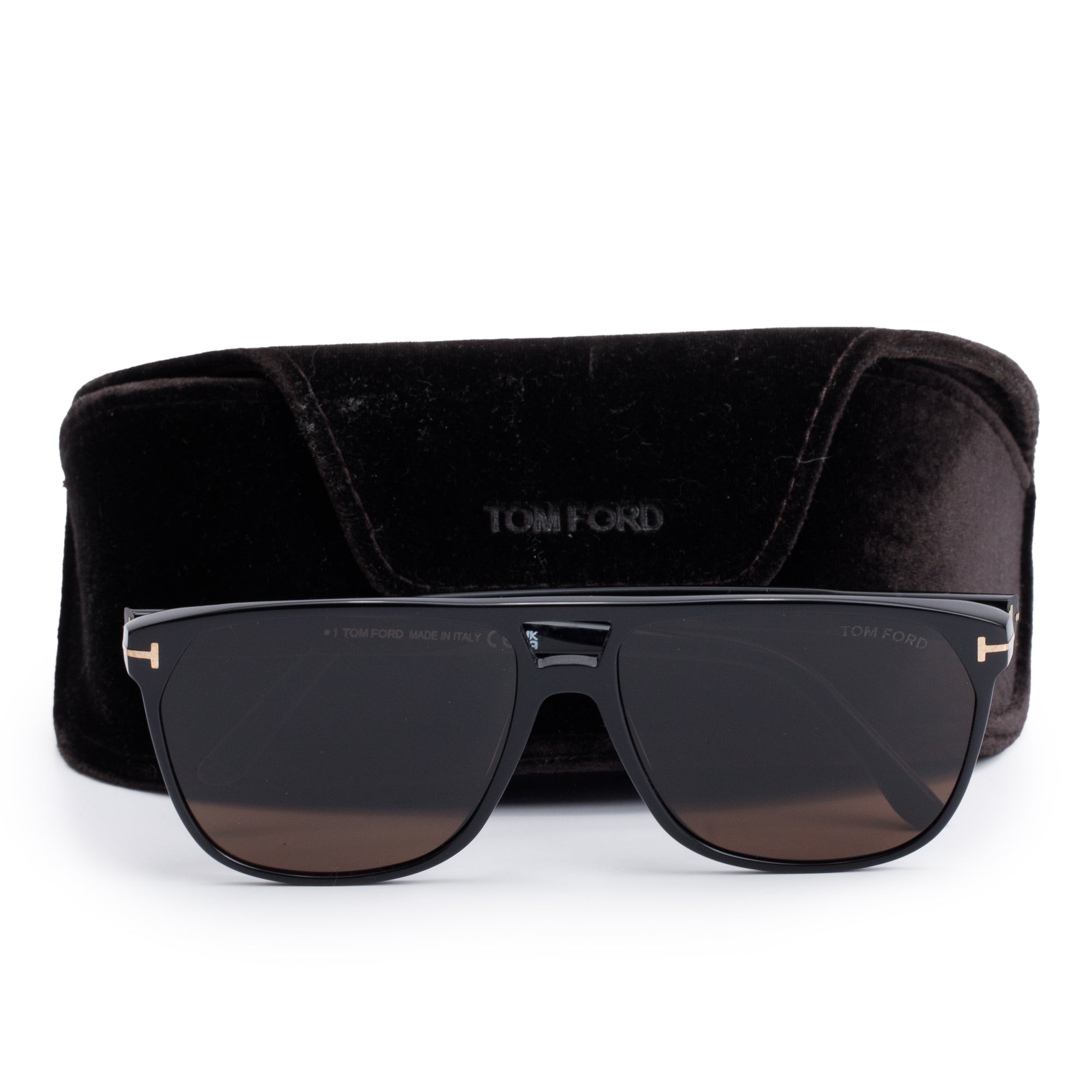 Tom Ford TF679 Black Acetate Shelton Aviator Sunglasses w/ Case